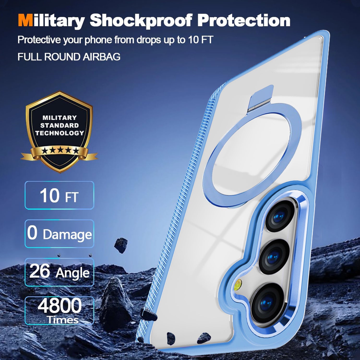 Samsung Galaxy S24 Transparent Magnetic Attraction Holder Mobile Phone Case