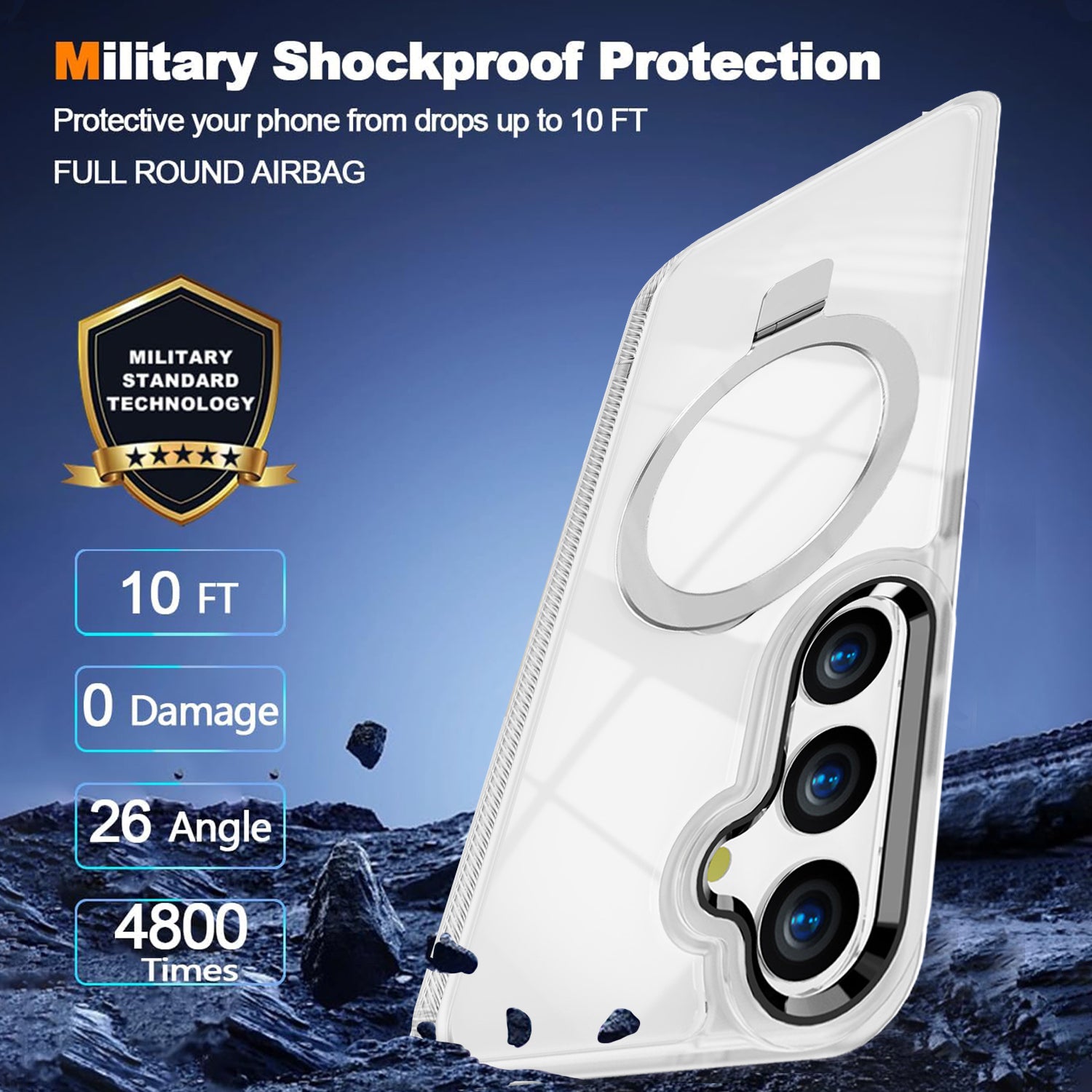 Samsung Galaxy S24 Transparent Magnetic Attraction Holder Mobile Phone Case