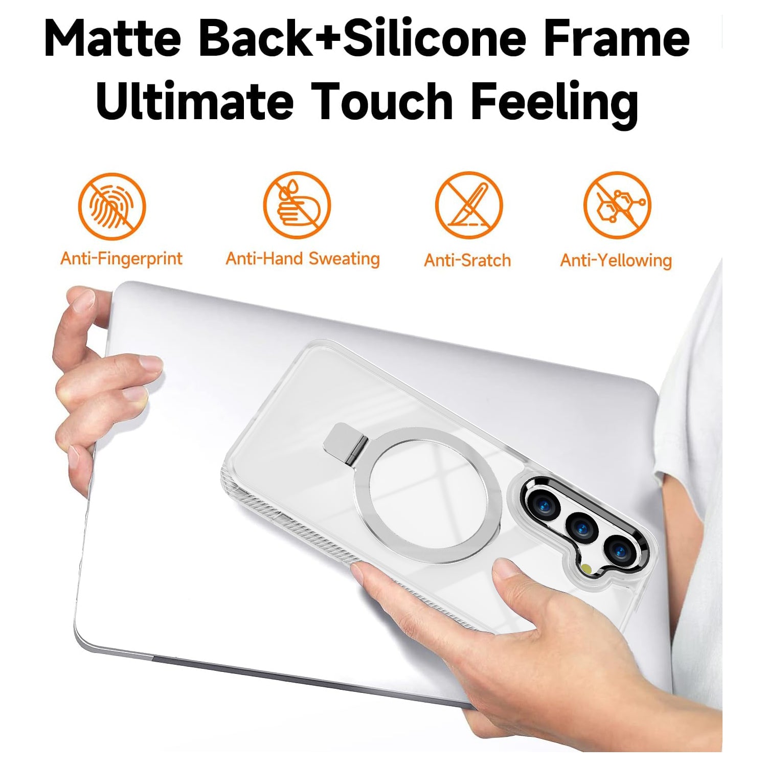 Samsung Galaxy S24 Transparent Magnetic Attraction Holder Mobile Phone Case