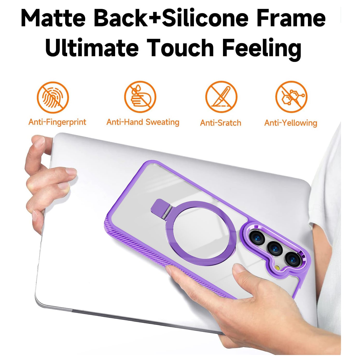 Samsung Galaxy S24 Plus Transparent Magnetic Attraction Holder Mobile Phone Case