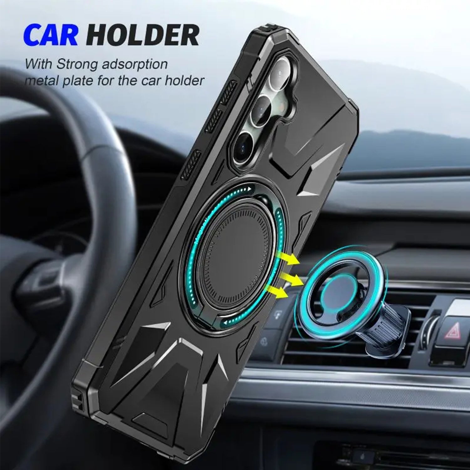 Samsung Galaxy S24 Magnetic with 360 Degree Rotating Ring Stand, Heavy Duty Phone Case