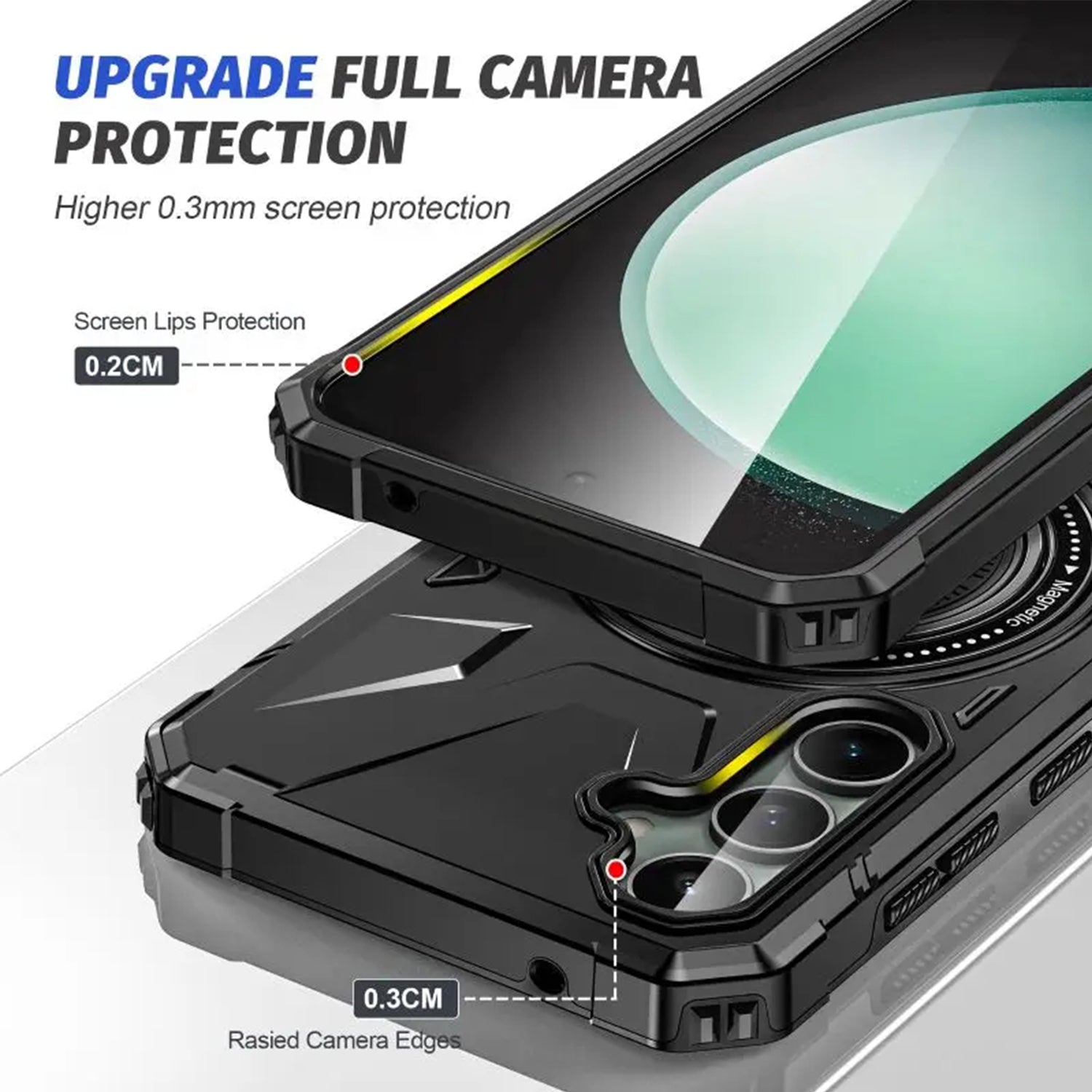 Samsung Galaxy S24 Magnetic with 360 Degree Rotating Ring Stand, Heavy Duty Phone Case