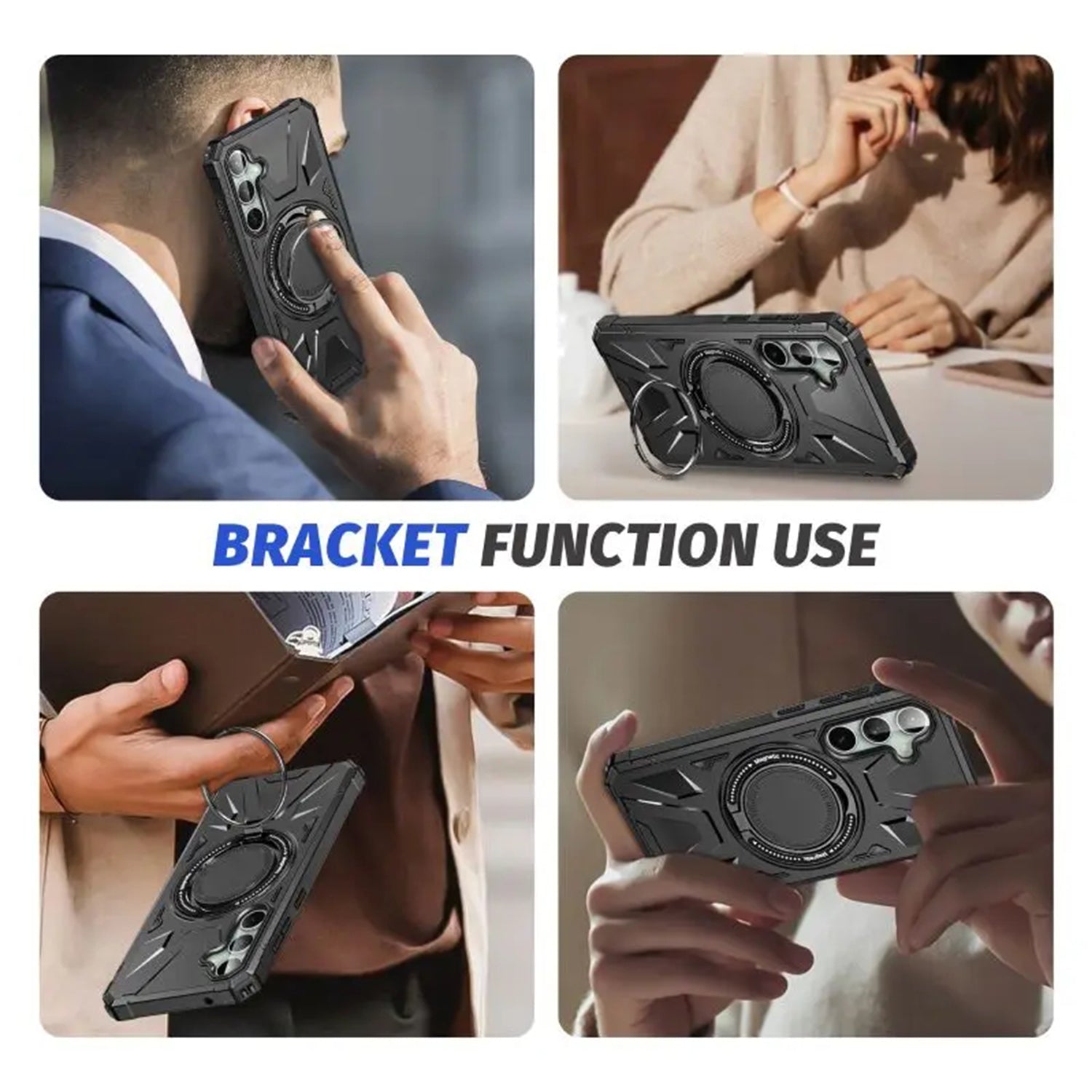 Samsung Galaxy S24 Magnetic with 360 Degree Rotating Ring Stand, Heavy Duty Phone Case