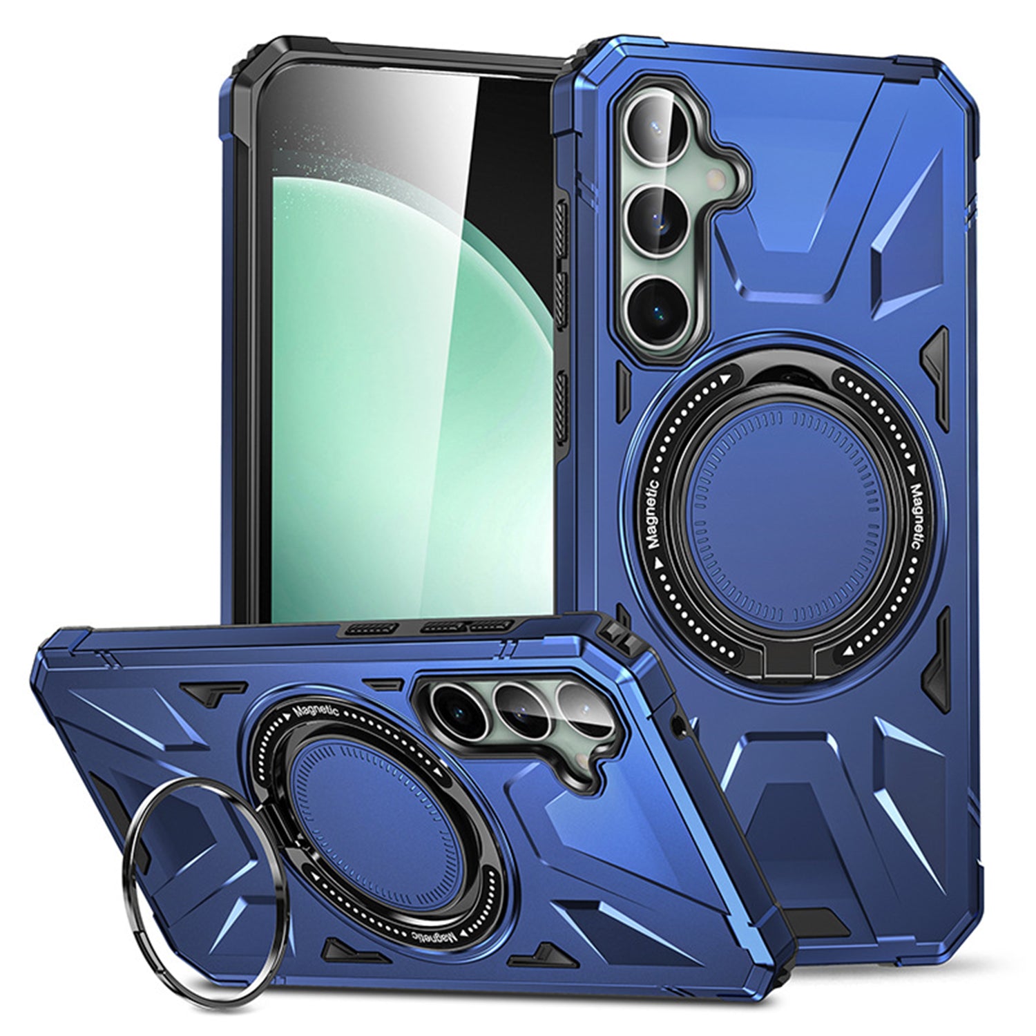 Samsung Galaxy S24 Magnetic with 360 Degree Rotating Ring Stand, Heavy Duty Phone Case