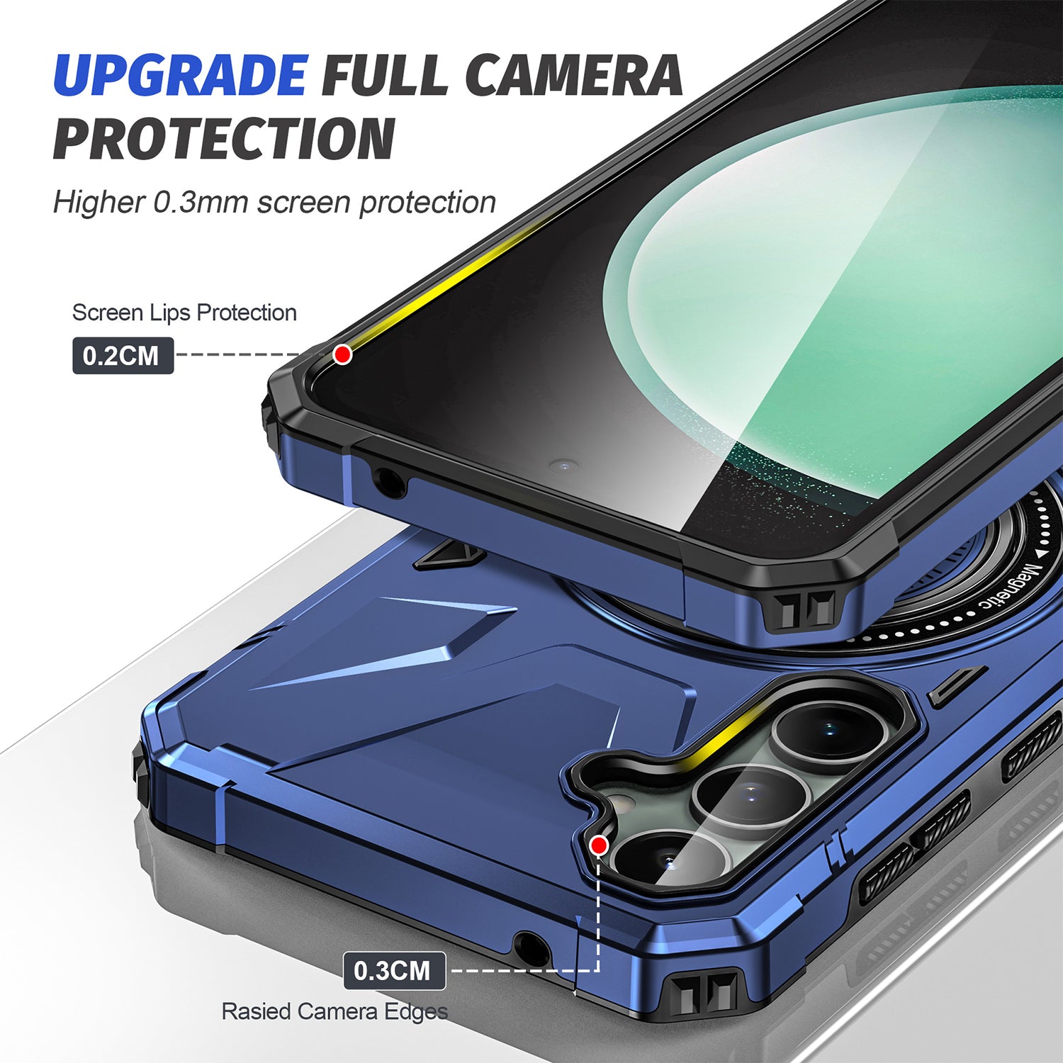 Samsung Galaxy S24 Magnetic with 360 Degree Rotating Ring Stand, Heavy Duty Phone Case