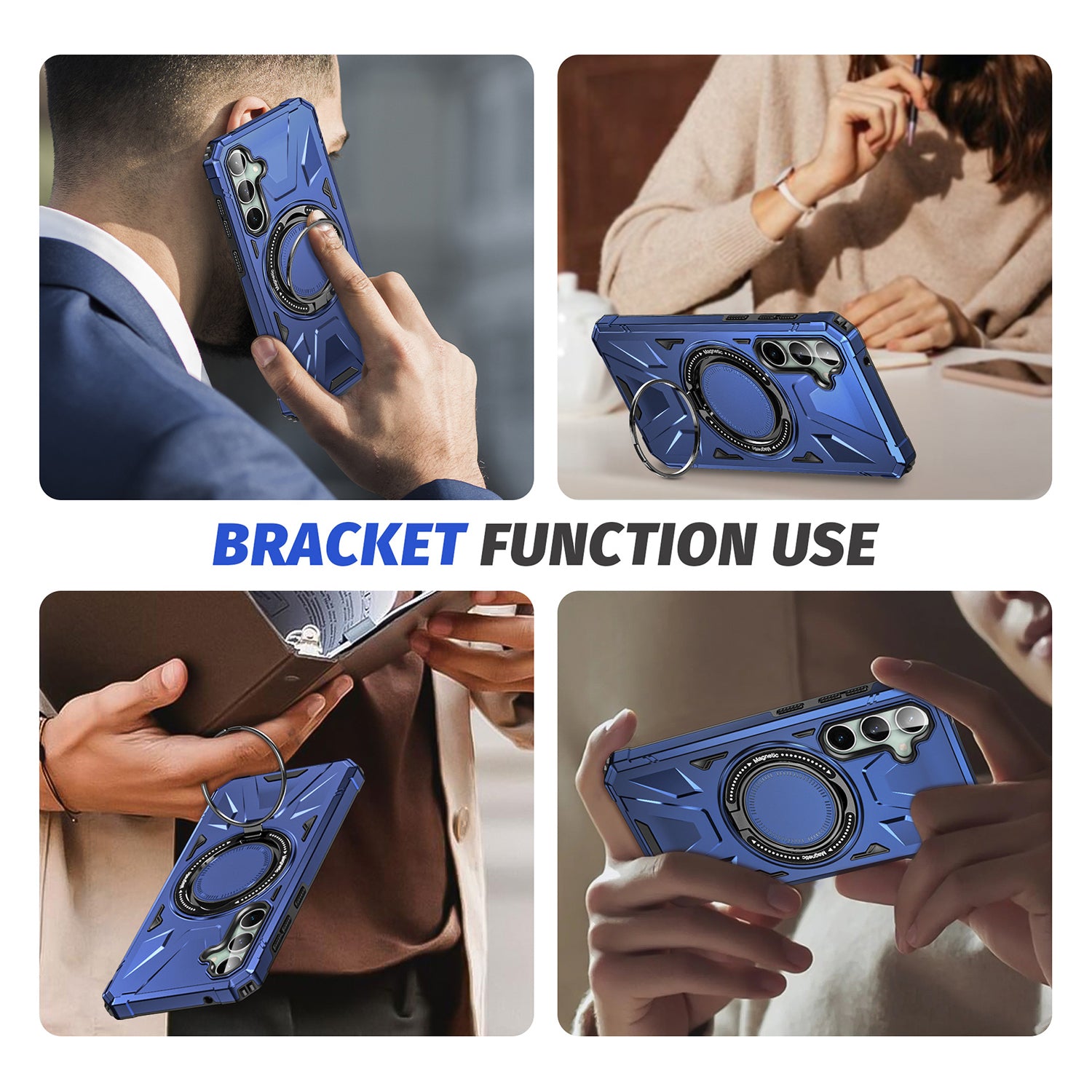 Samsung Galaxy S24 Magnetic with 360 Degree Rotating Ring Stand, Heavy Duty Phone Case