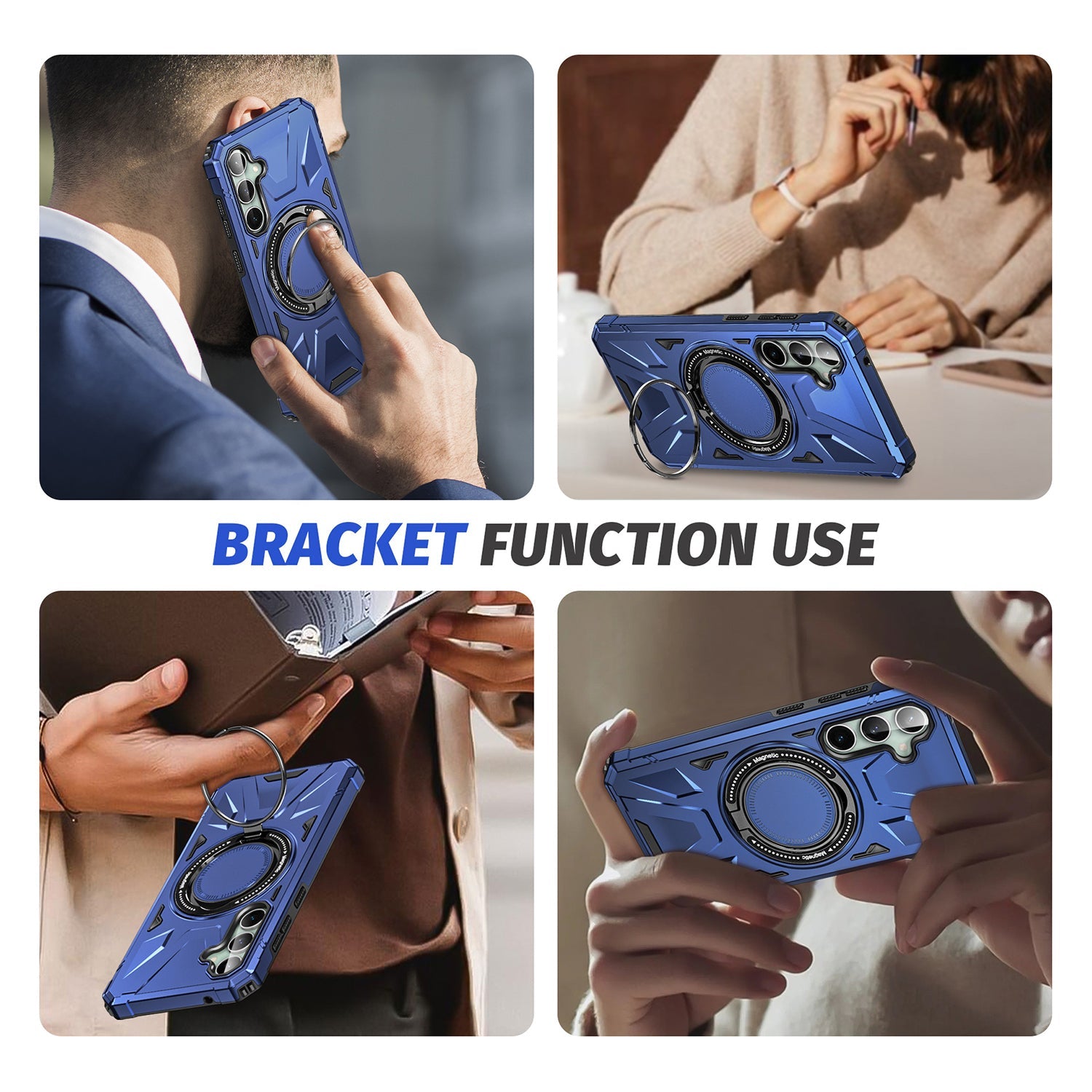Samsung Galaxy S24 Plus Magnetic with 360 Degree Rotating Ring Stand, Heavy Duty Phone Case