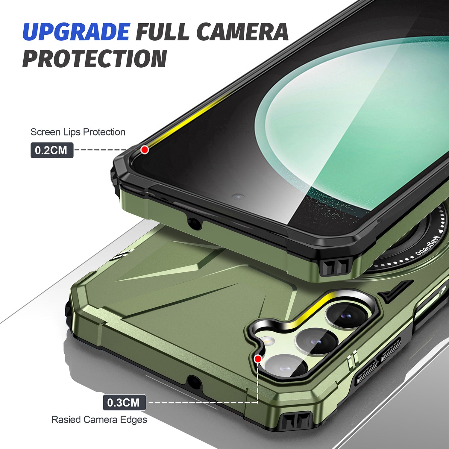 Samsung Galaxy S24 Magnetic with 360 Degree Rotating Ring Stand, Heavy Duty Phone Case