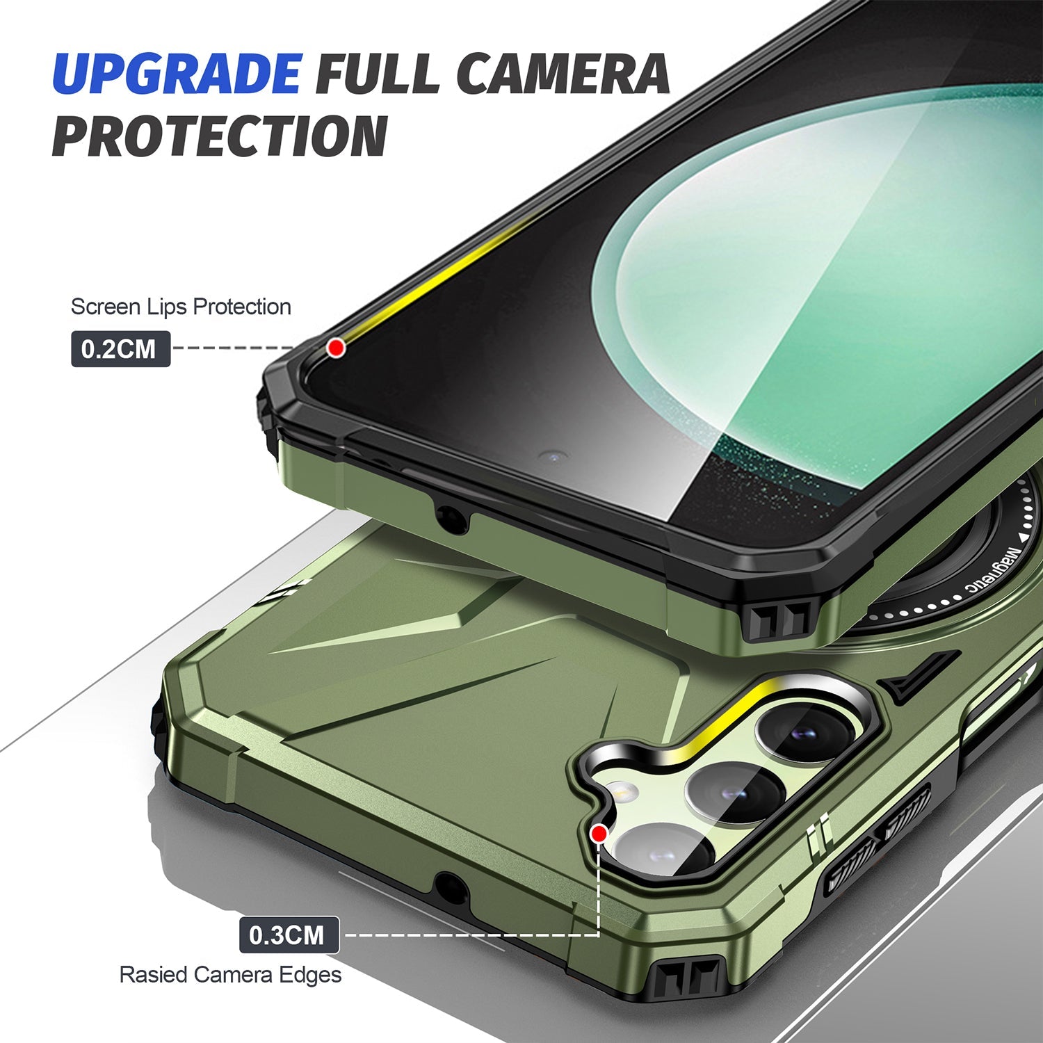 Samsung Galaxy S24 Plus Magnetic with 360 Degree Rotating Ring Stand, Heavy Duty Phone Case
