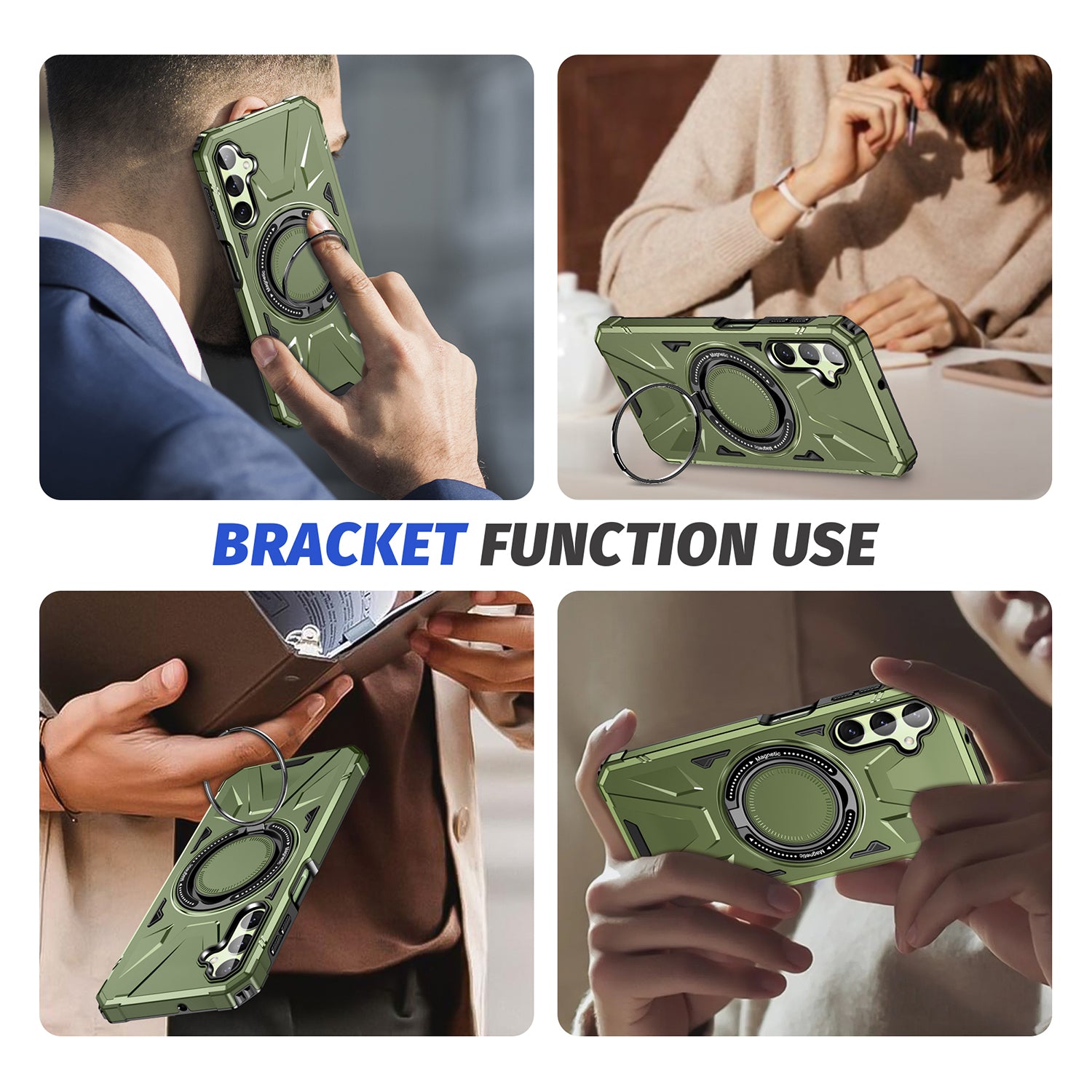 Samsung Galaxy S24 Magnetic with 360 Degree Rotating Ring Stand, Heavy Duty Phone Case