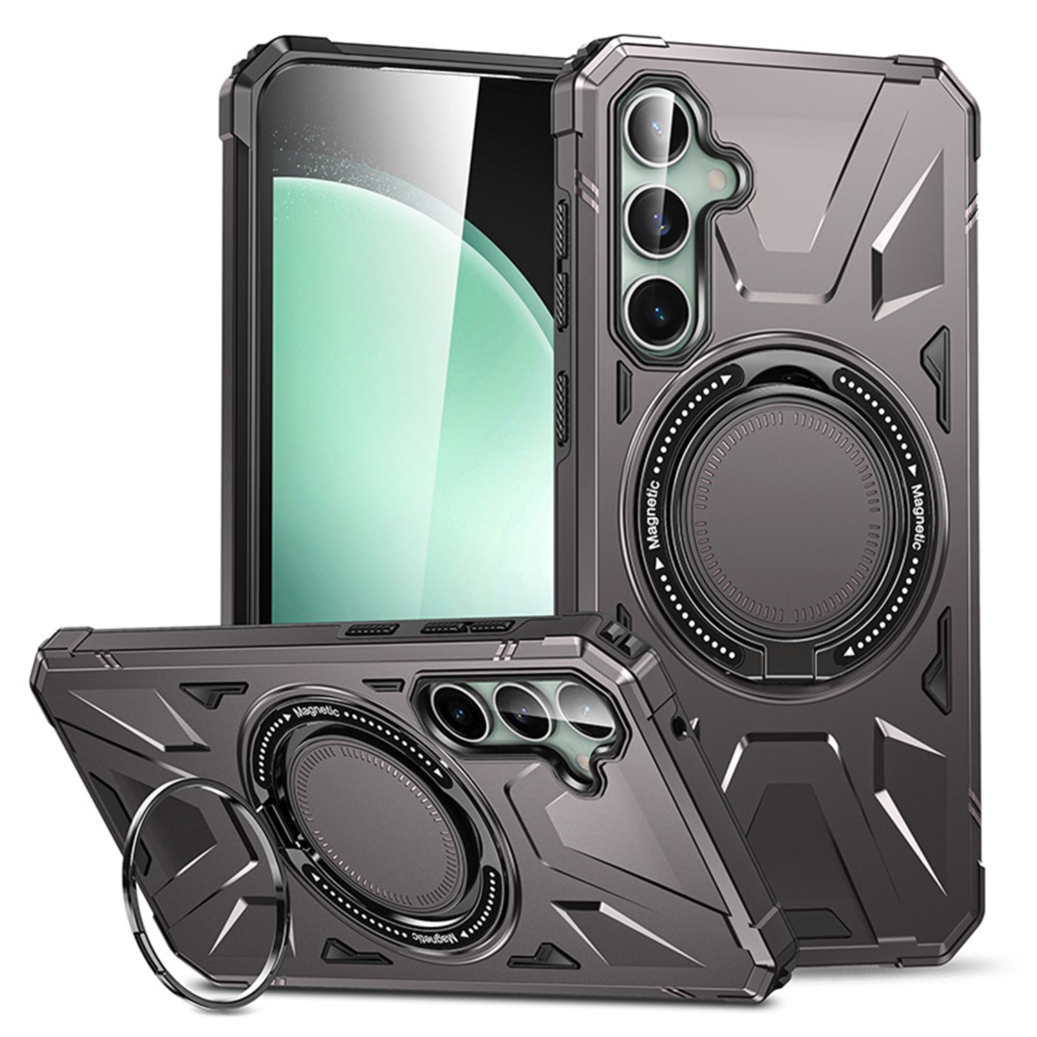 Samsung Galaxy S24 Magnetic with 360 Degree Rotating Ring Stand, Heavy Duty Phone Case