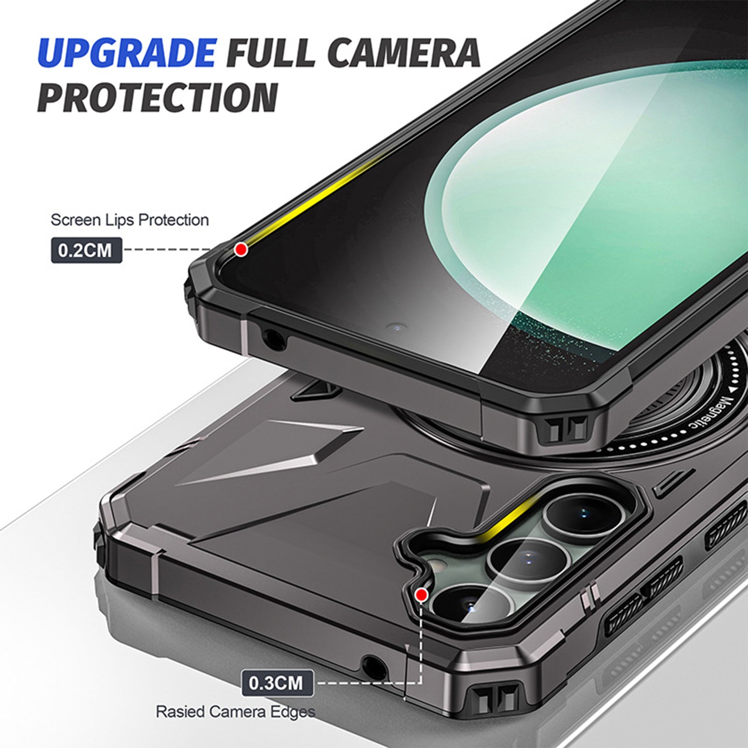Samsung Galaxy S24 Magnetic with 360 Degree Rotating Ring Stand, Heavy Duty Phone Case