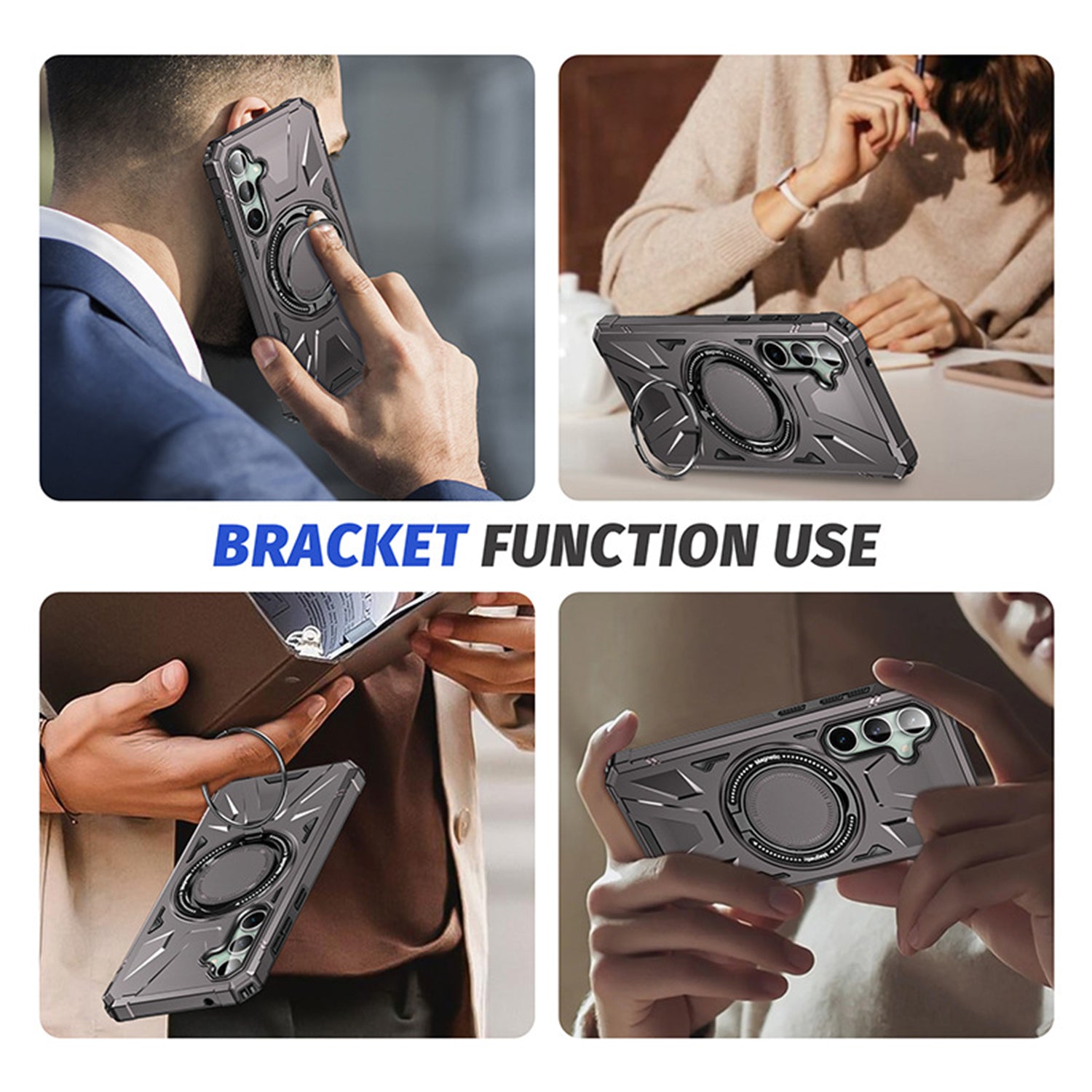 Samsung Galaxy S24 Magnetic with 360 Degree Rotating Ring Stand, Heavy Duty Phone Case