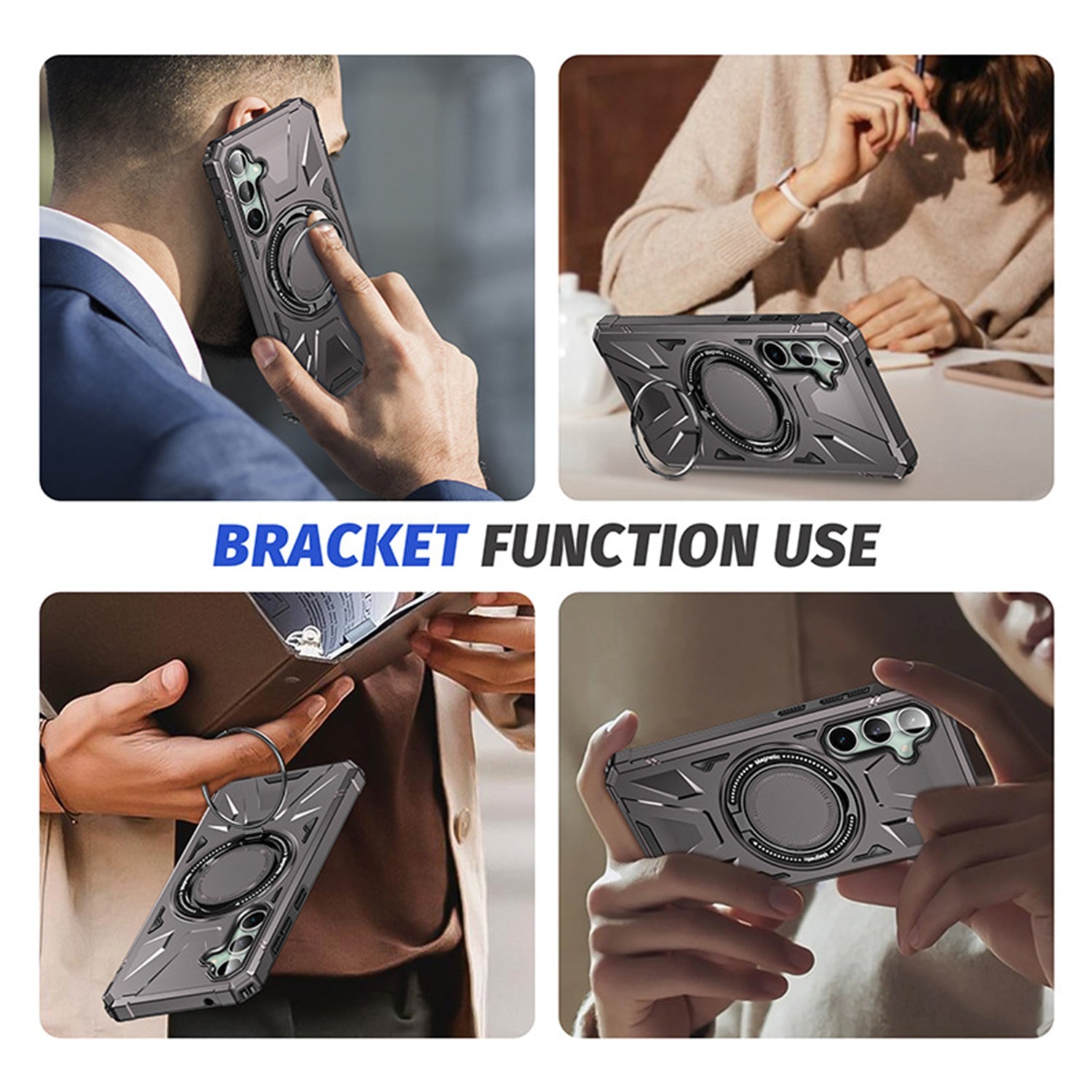 Samsung Galaxy S24 Plus Magnetic with 360 Degree Rotating Ring Stand, Heavy Duty Phone Case