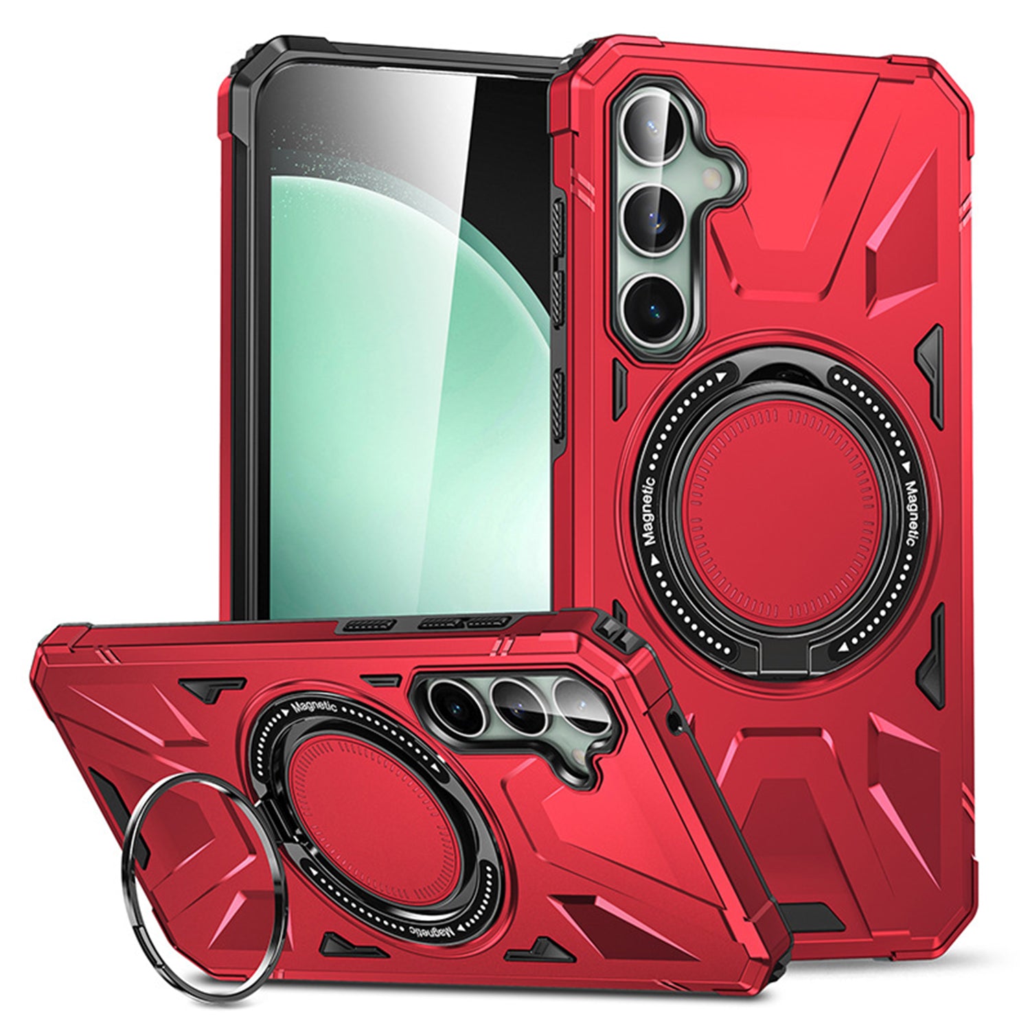 Samsung Galaxy S24 Magnetic with 360 Degree Rotating Ring Stand, Heavy Duty Phone Case