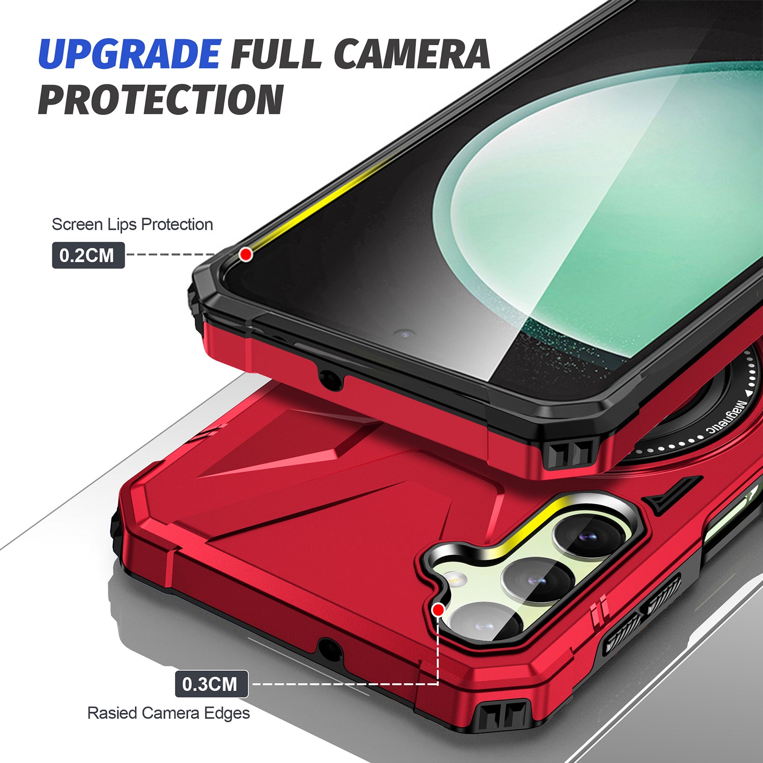 Samsung Galaxy S24 Magnetic with 360 Degree Rotating Ring Stand, Heavy Duty Phone Case