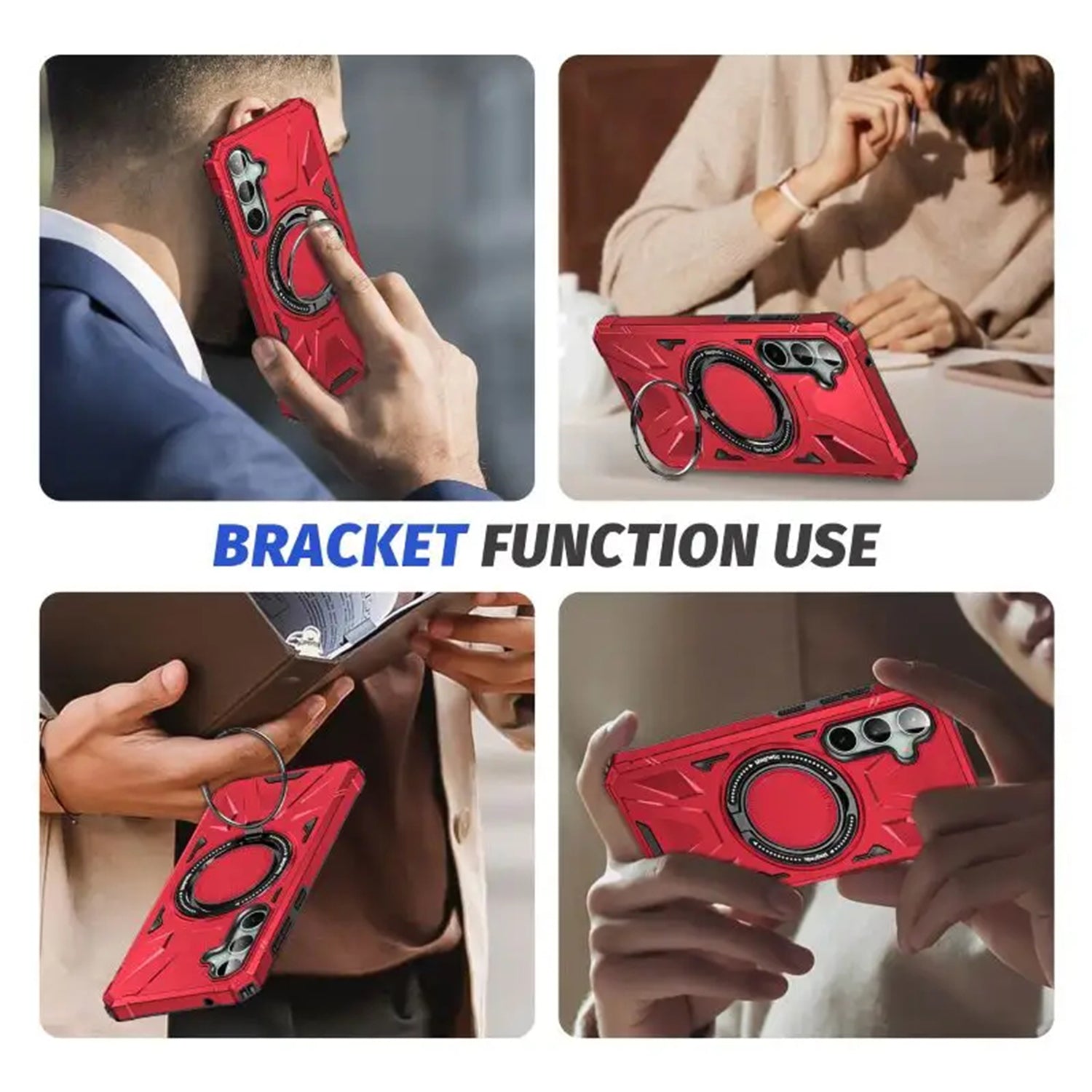 Samsung Galaxy S24 Magnetic with 360 Degree Rotating Ring Stand, Heavy Duty Phone Case