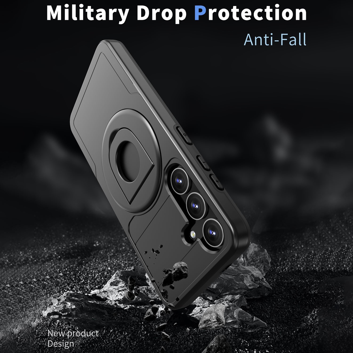 Samsung Galaxy S24 Plus Magnetic Scratch-Proof PC+TPU Phone Cover with Rotary Kickstand Case