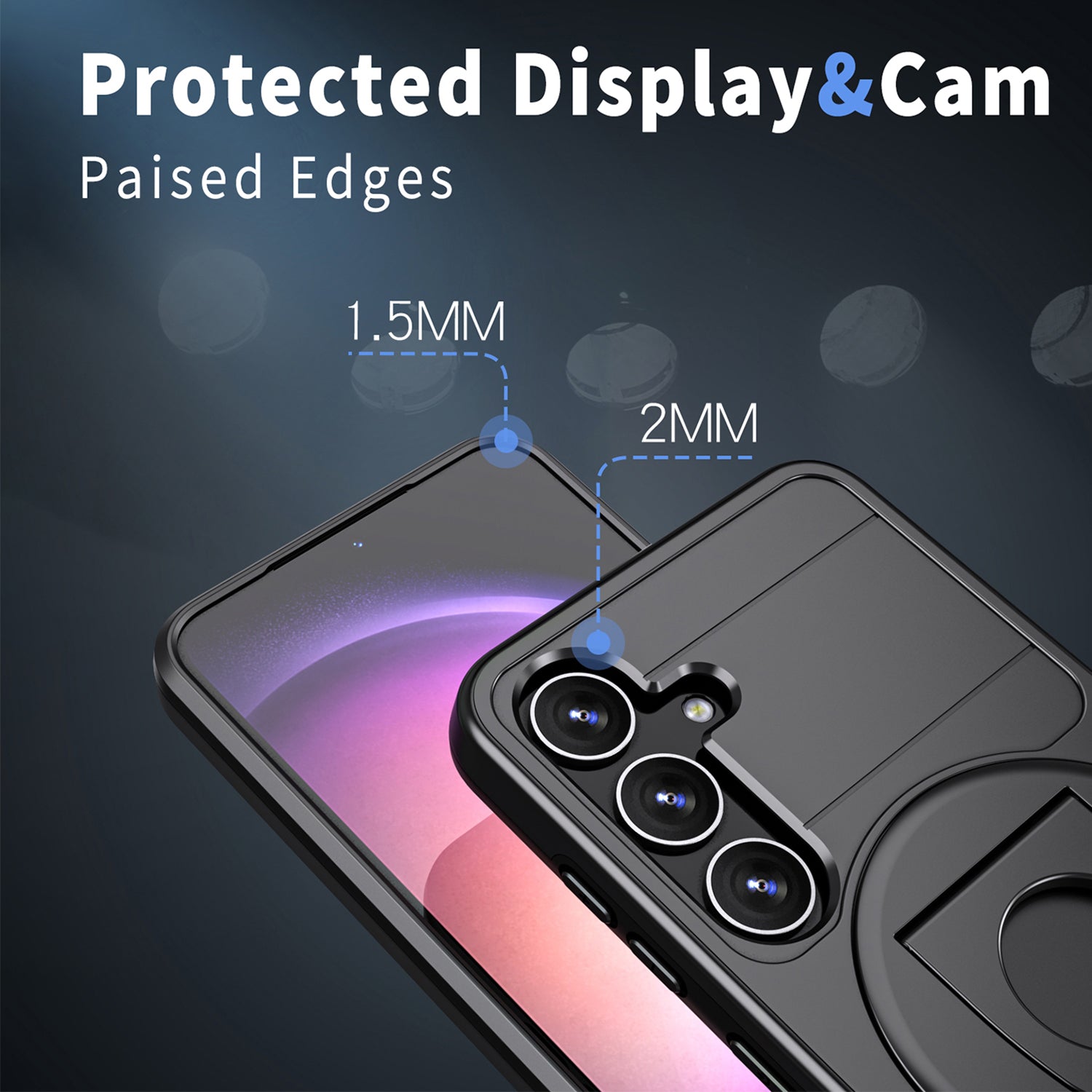 Samsung Galaxy S24 Plus Magnetic Scratch-Proof PC+TPU Phone Cover with Rotary Kickstand Case