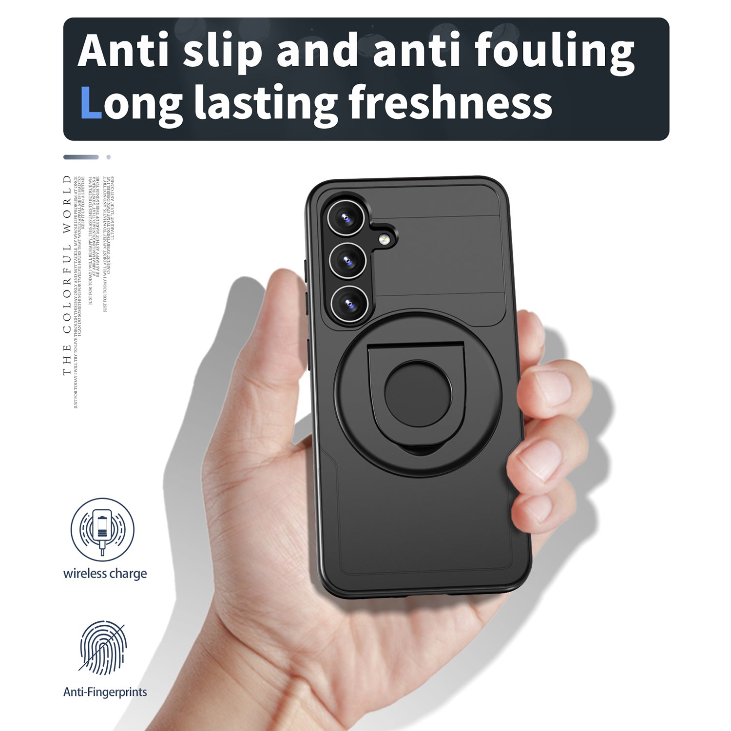 Samsung Galaxy S24 Plus Magnetic Scratch-Proof PC+TPU Phone Cover with Rotary Kickstand Case