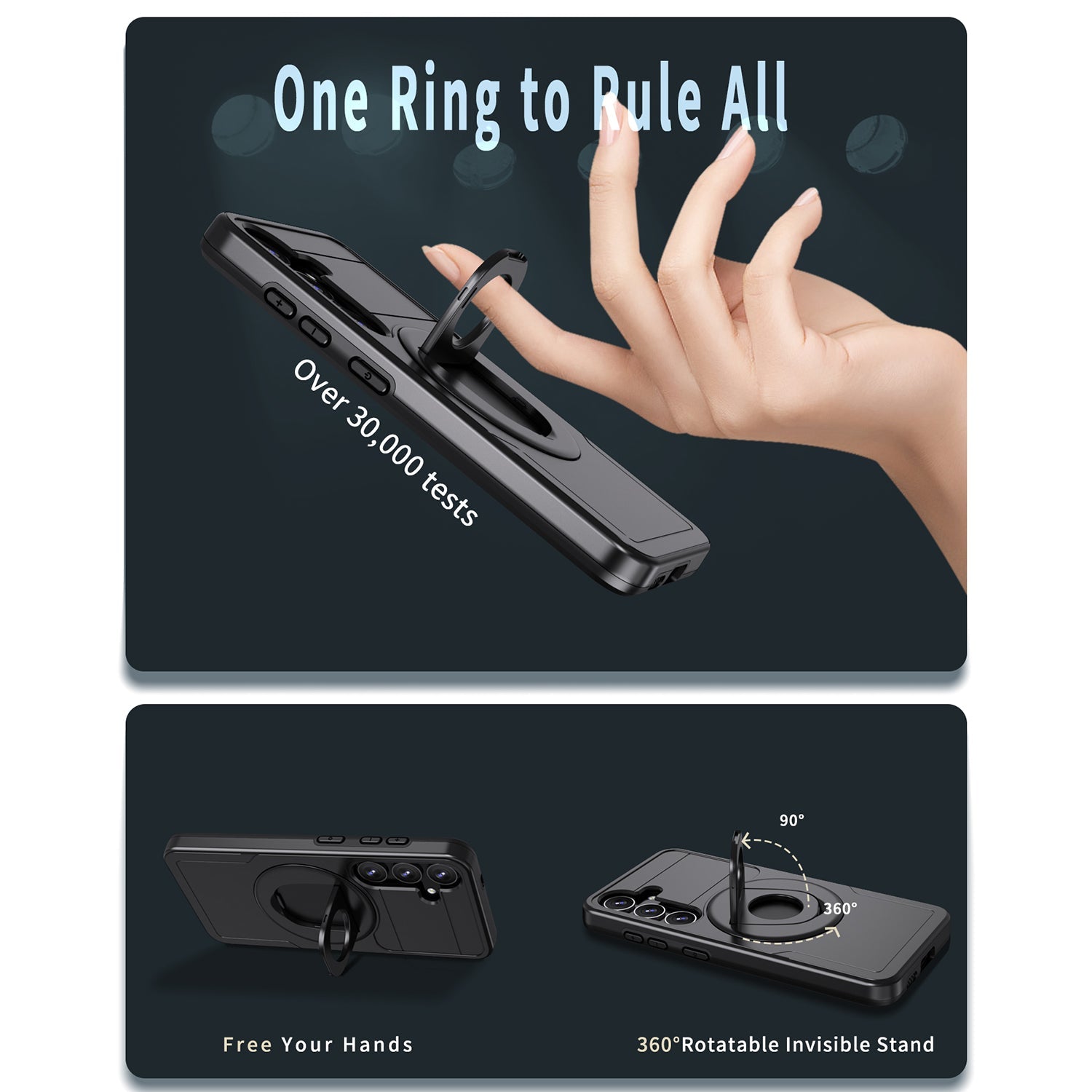 Samsung Galaxy S24 Plus Magnetic Scratch-Proof PC+TPU Phone Cover with Rotary Kickstand Case