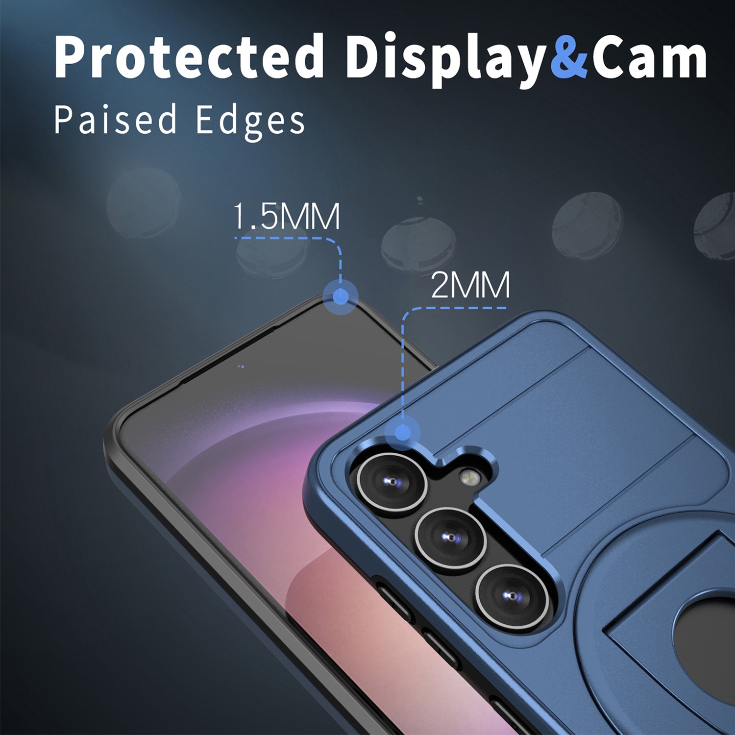 Samsung Galaxy S24 Magnetic Scratch-Proof PC+TPU Phone Cover with Rotary Kickstand Case