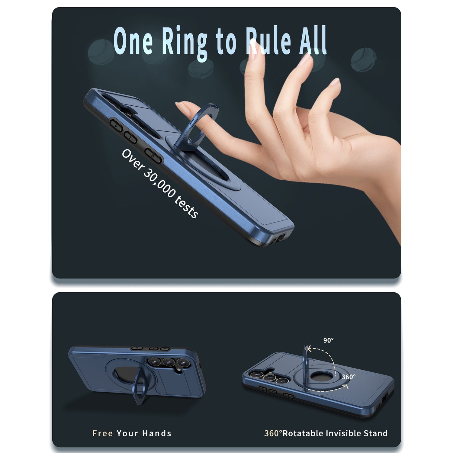 Samsung Galaxy S24 Plus Magnetic Scratch-Proof PC+TPU Phone Cover with Rotary Kickstand Case