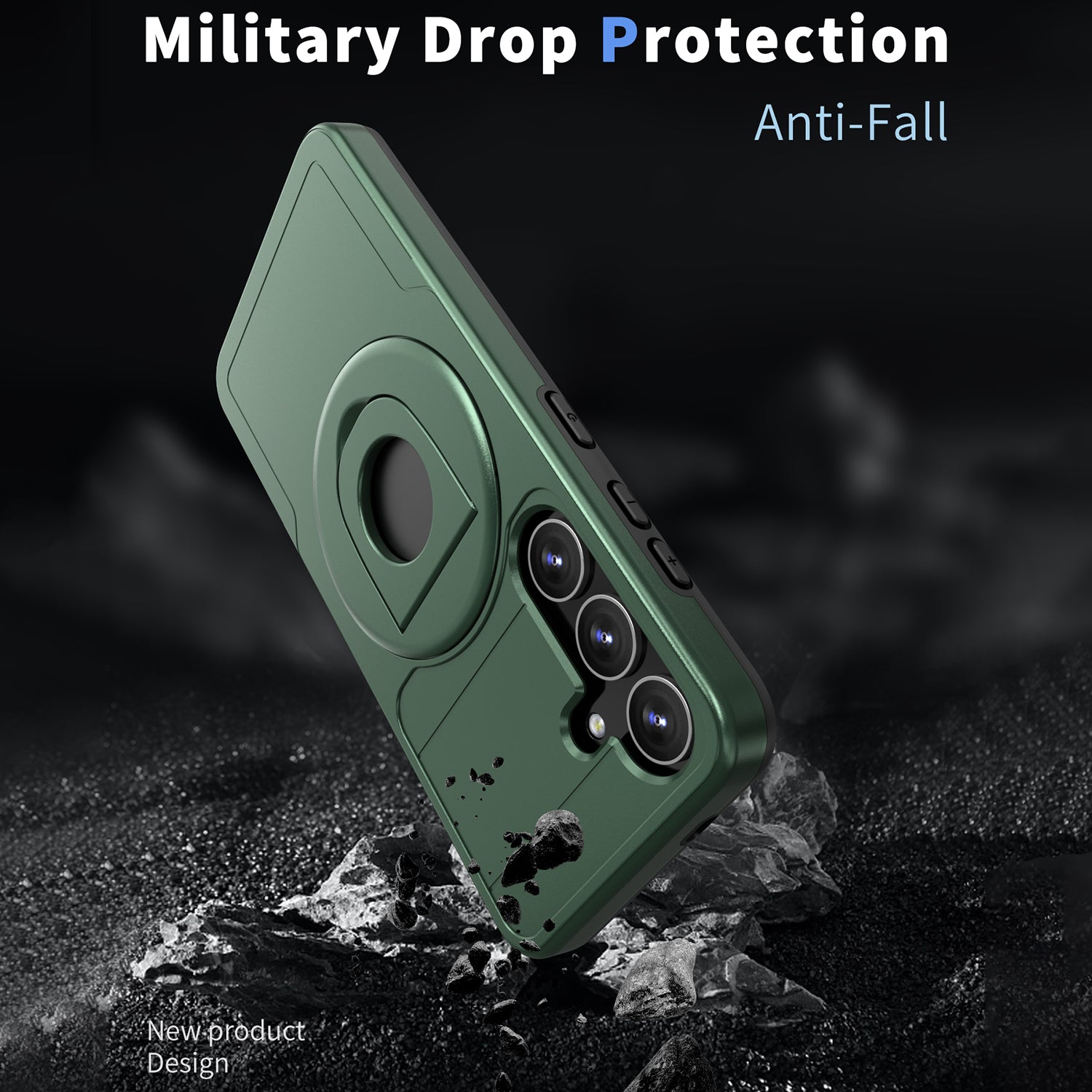 Samsung Galaxy S24 Magnetic Scratch-Proof PC+TPU Phone Cover with Rotary Kickstand Case