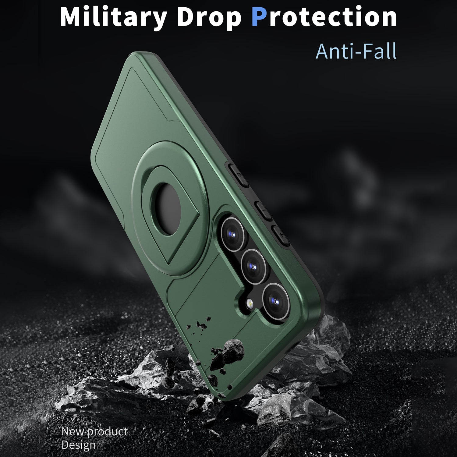 Samsung Galaxy S24 Plus Magnetic Scratch-Proof PC+TPU Phone Cover with Rotary Kickstand Case