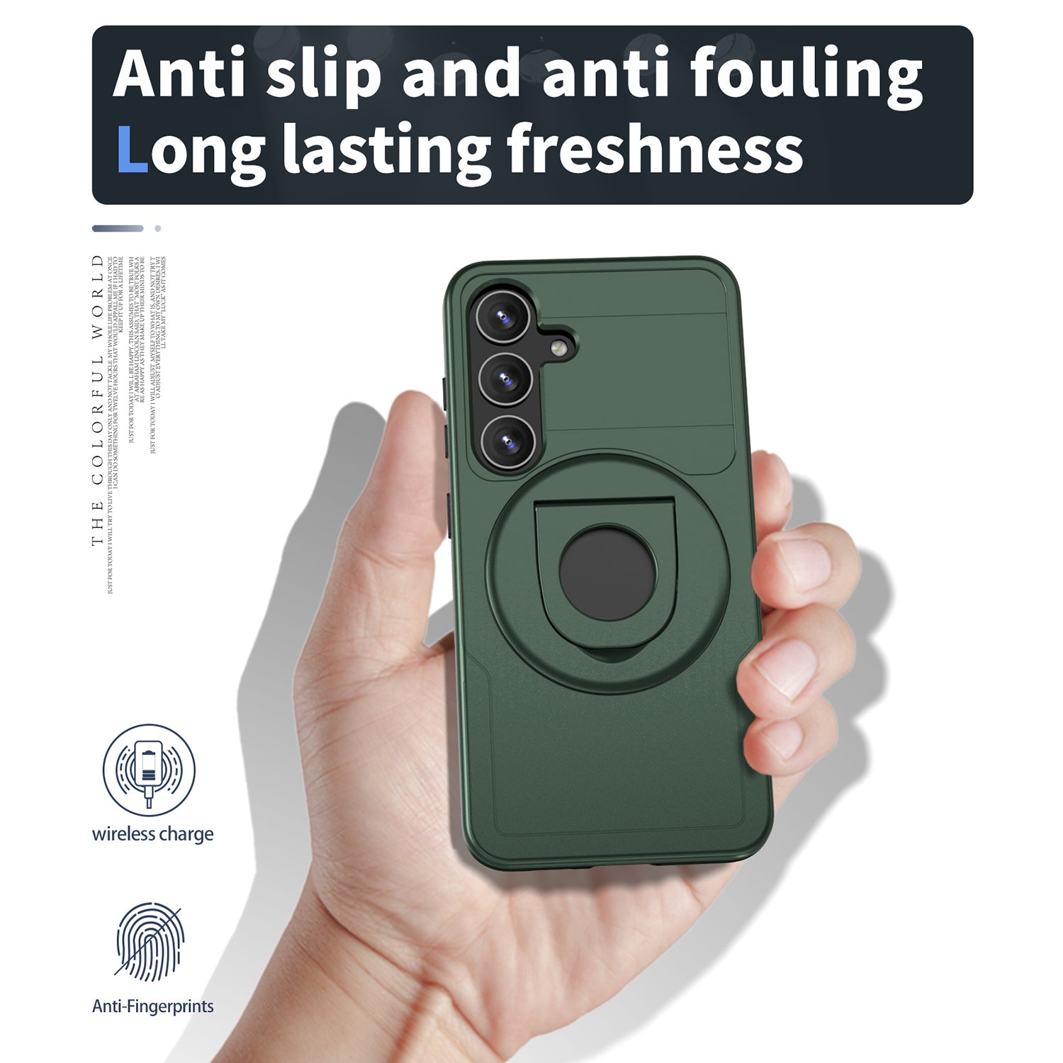 Samsung Galaxy S24 Plus Magnetic Scratch-Proof PC+TPU Phone Cover with Rotary Kickstand Case