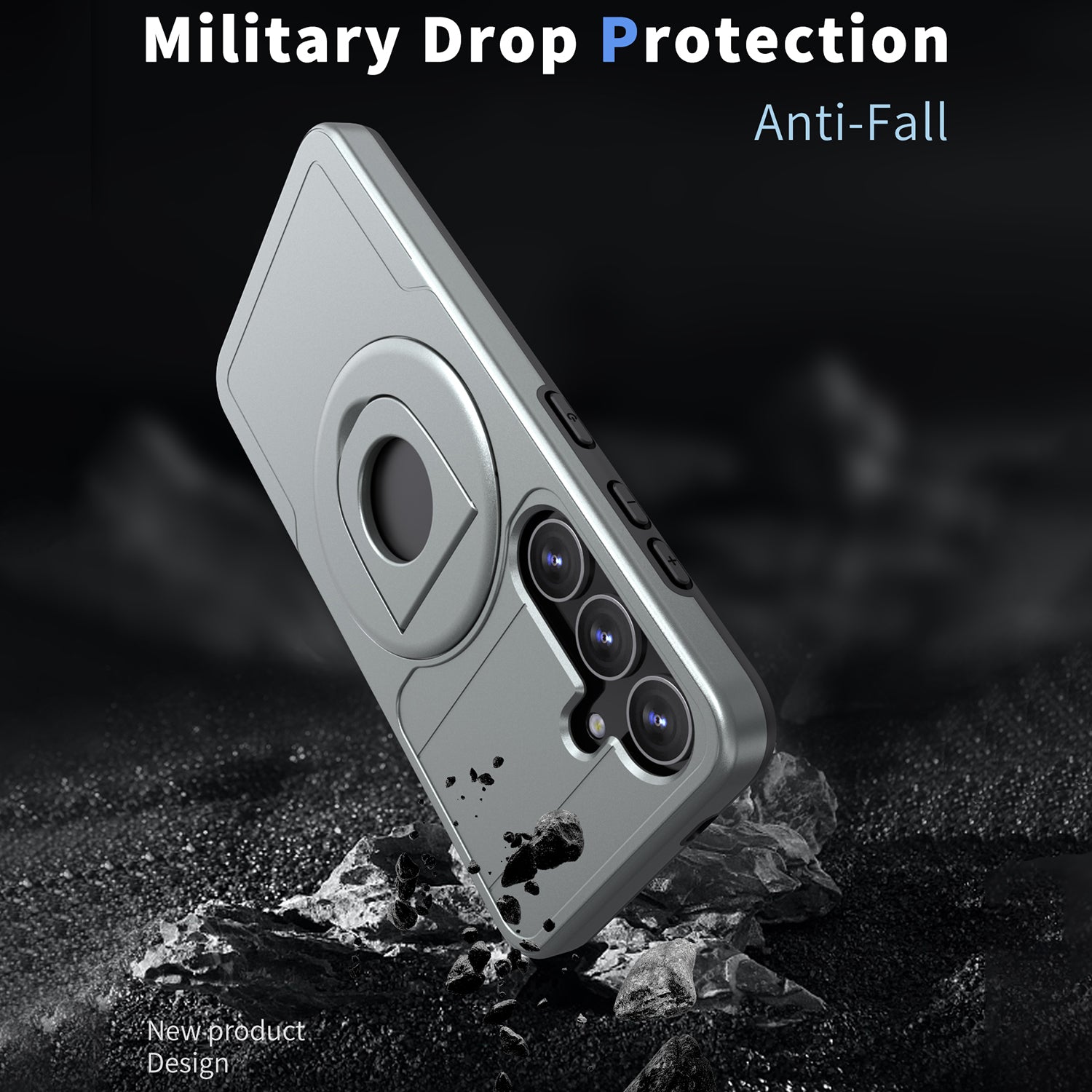 Samsung Galaxy S24 Magnetic Scratch-Proof PC+TPU Phone Cover with Rotary Kickstand Case