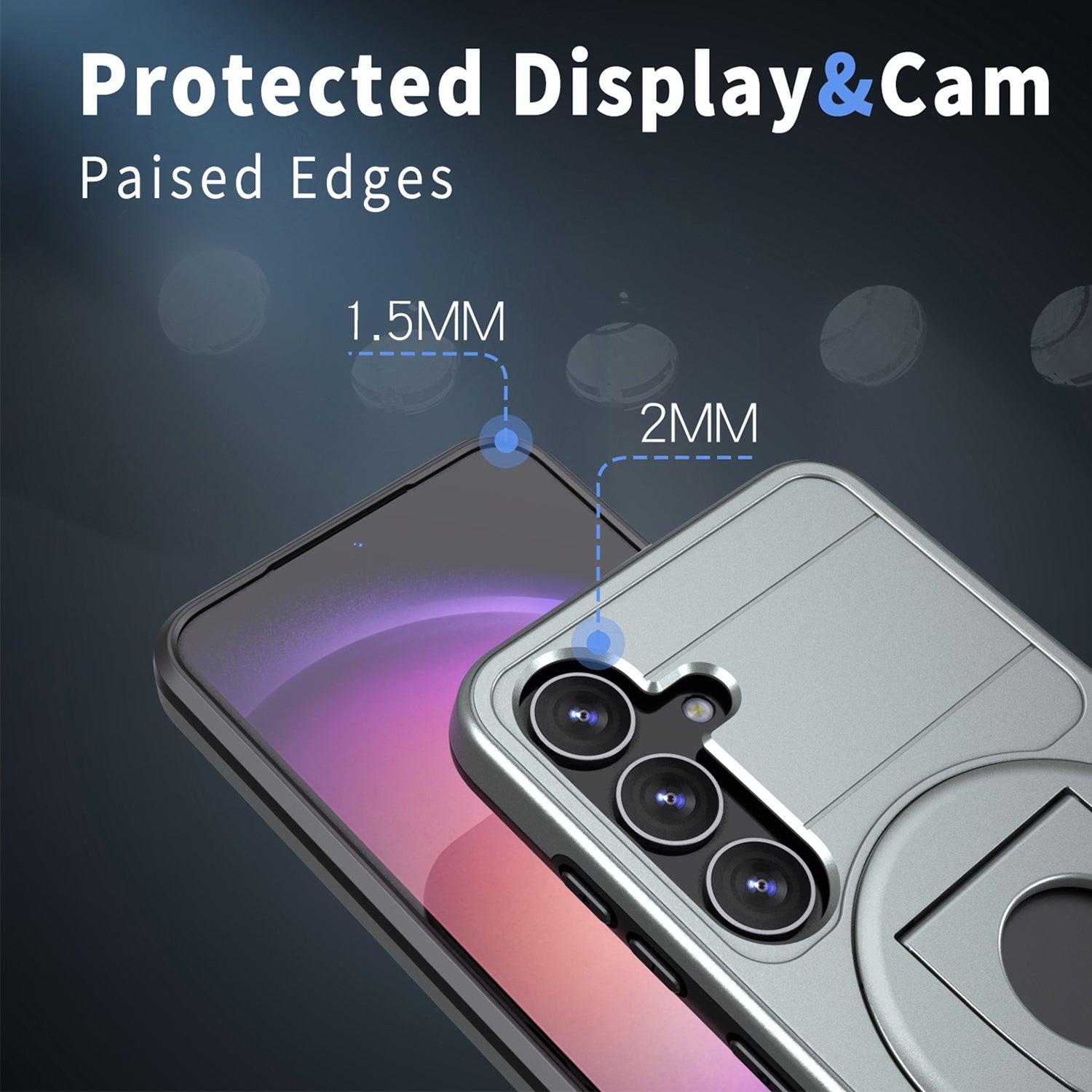 Samsung Galaxy S24 Plus Magnetic Scratch-Proof PC+TPU Phone Cover with Rotary Kickstand Case