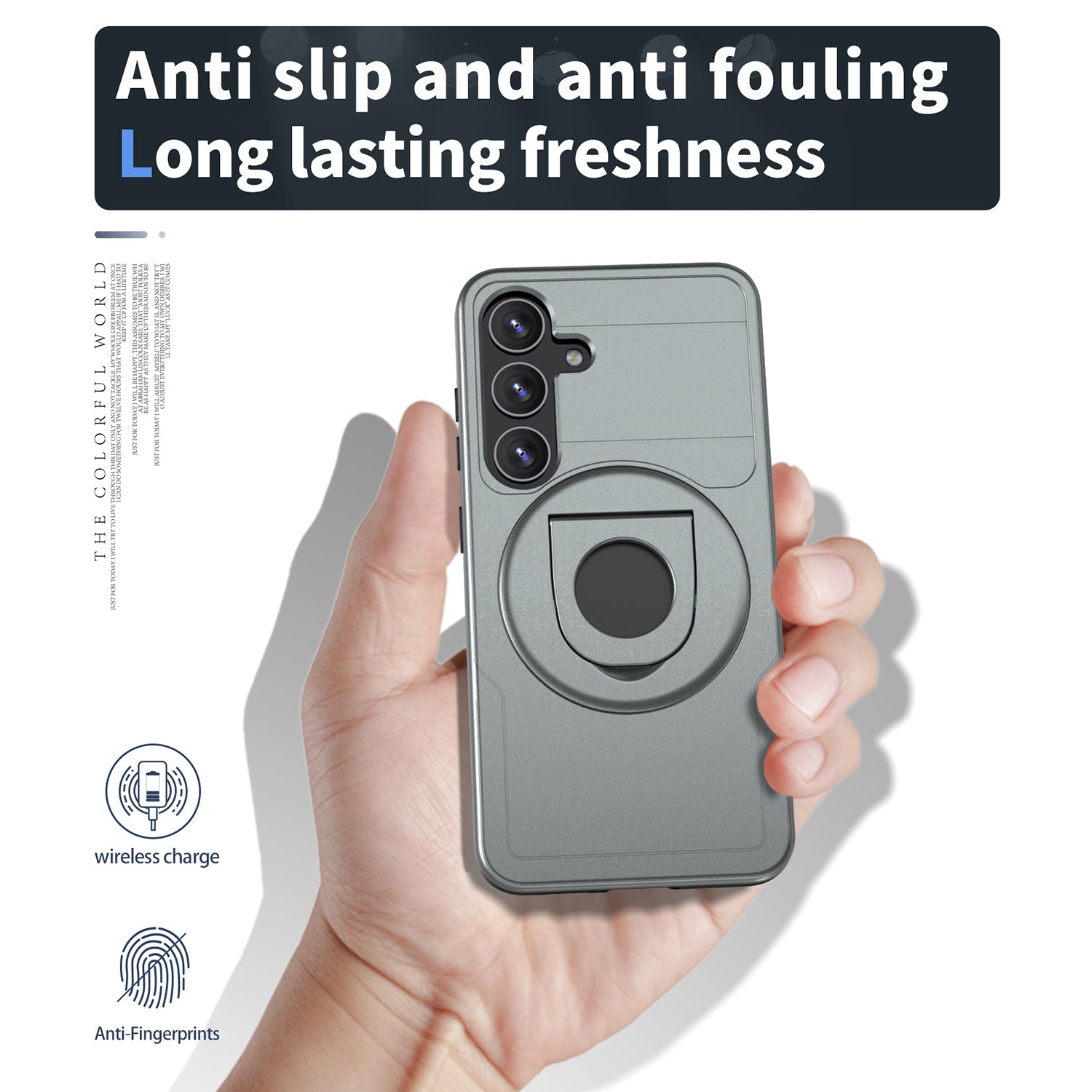 Samsung Galaxy S24 Magnetic Scratch-Proof PC+TPU Phone Cover with Rotary Kickstand Case