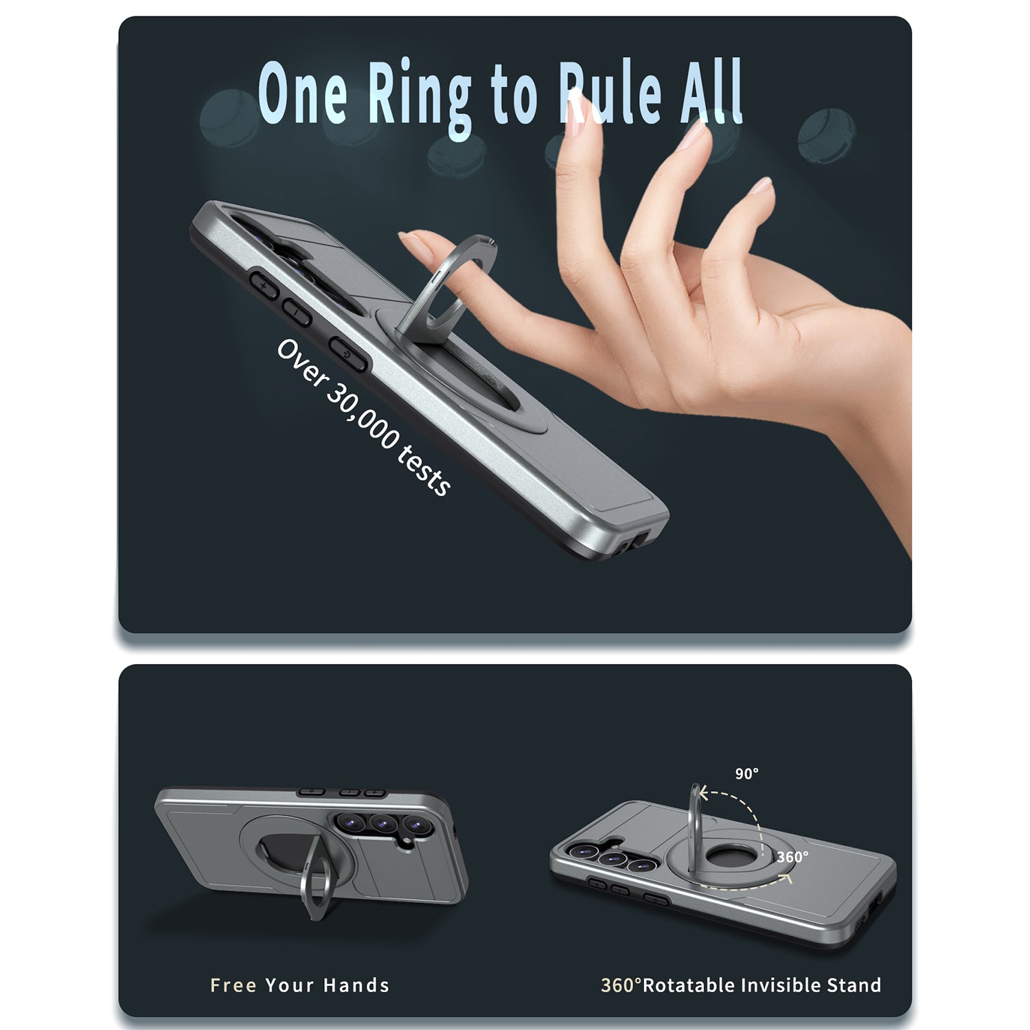 Samsung Galaxy S24 Magnetic Scratch-Proof PC+TPU Phone Cover with Rotary Kickstand Case
