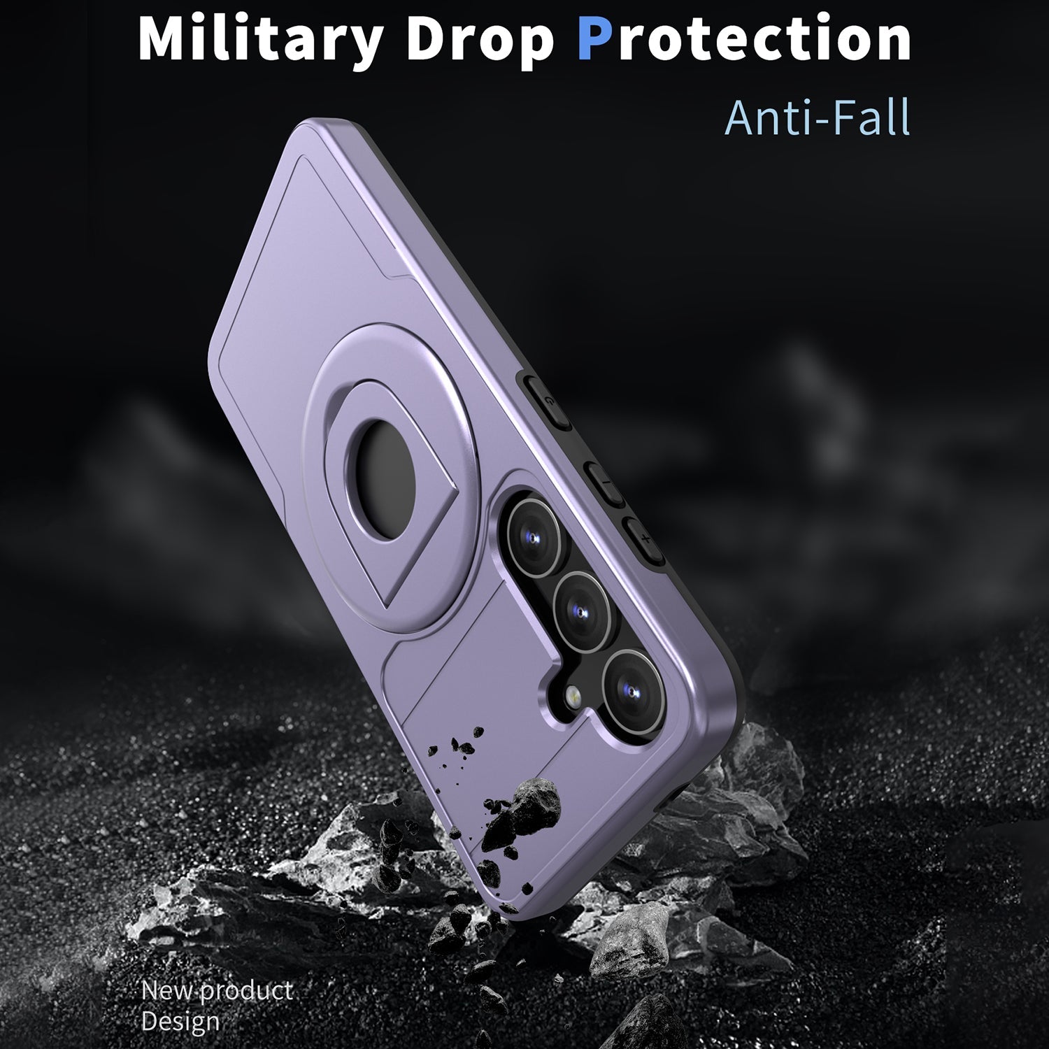 Samsung Galaxy S24 Plus Magnetic Scratch-Proof PC+TPU Phone Cover with Rotary Kickstand Case
