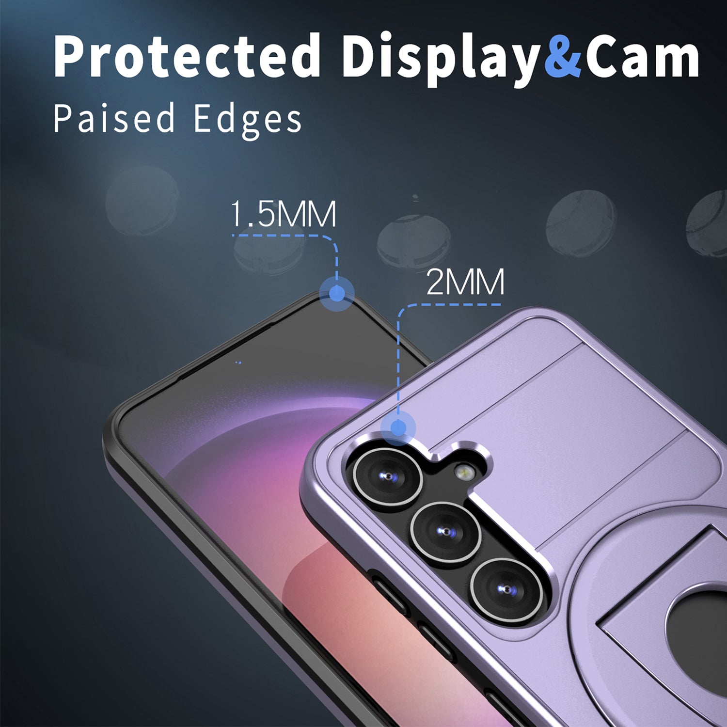 Samsung Galaxy S24 Plus Magnetic Scratch-Proof PC+TPU Phone Cover with Rotary Kickstand Case