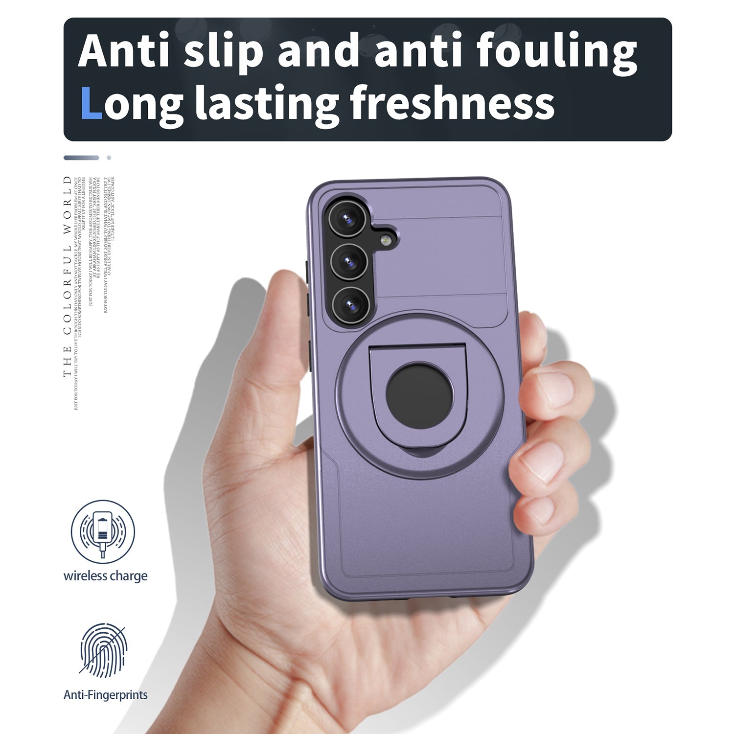 Samsung Galaxy S24 Plus Magnetic Scratch-Proof PC+TPU Phone Cover with Rotary Kickstand Case