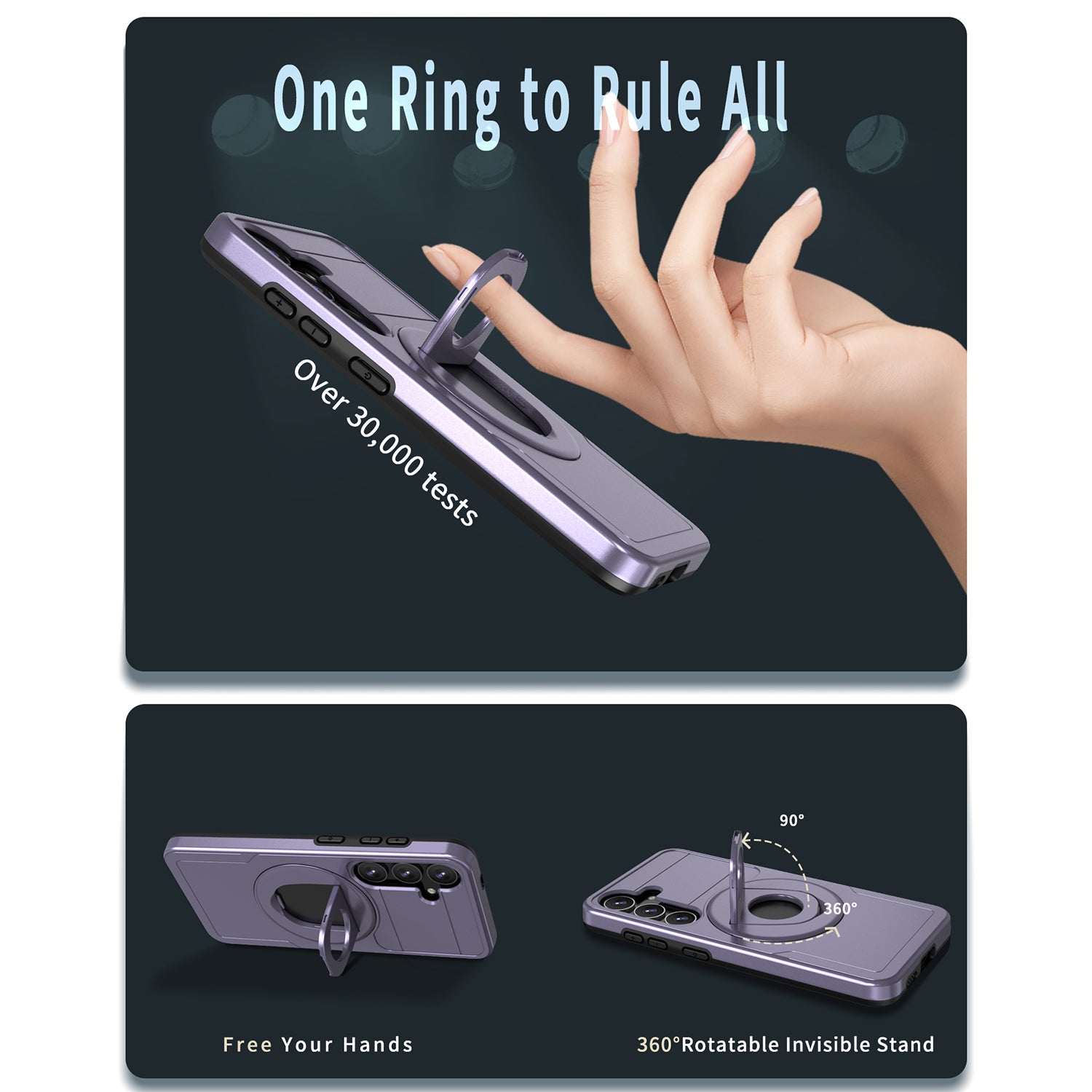 Samsung Galaxy S24 Plus Magnetic Scratch-Proof PC+TPU Phone Cover with Rotary Kickstand Case
