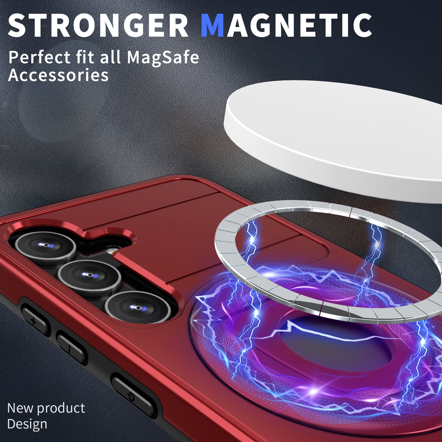 Samsung Galaxy S24 Magnetic Scratch-Proof PC+TPU Phone Cover with Rotary Kickstand Case