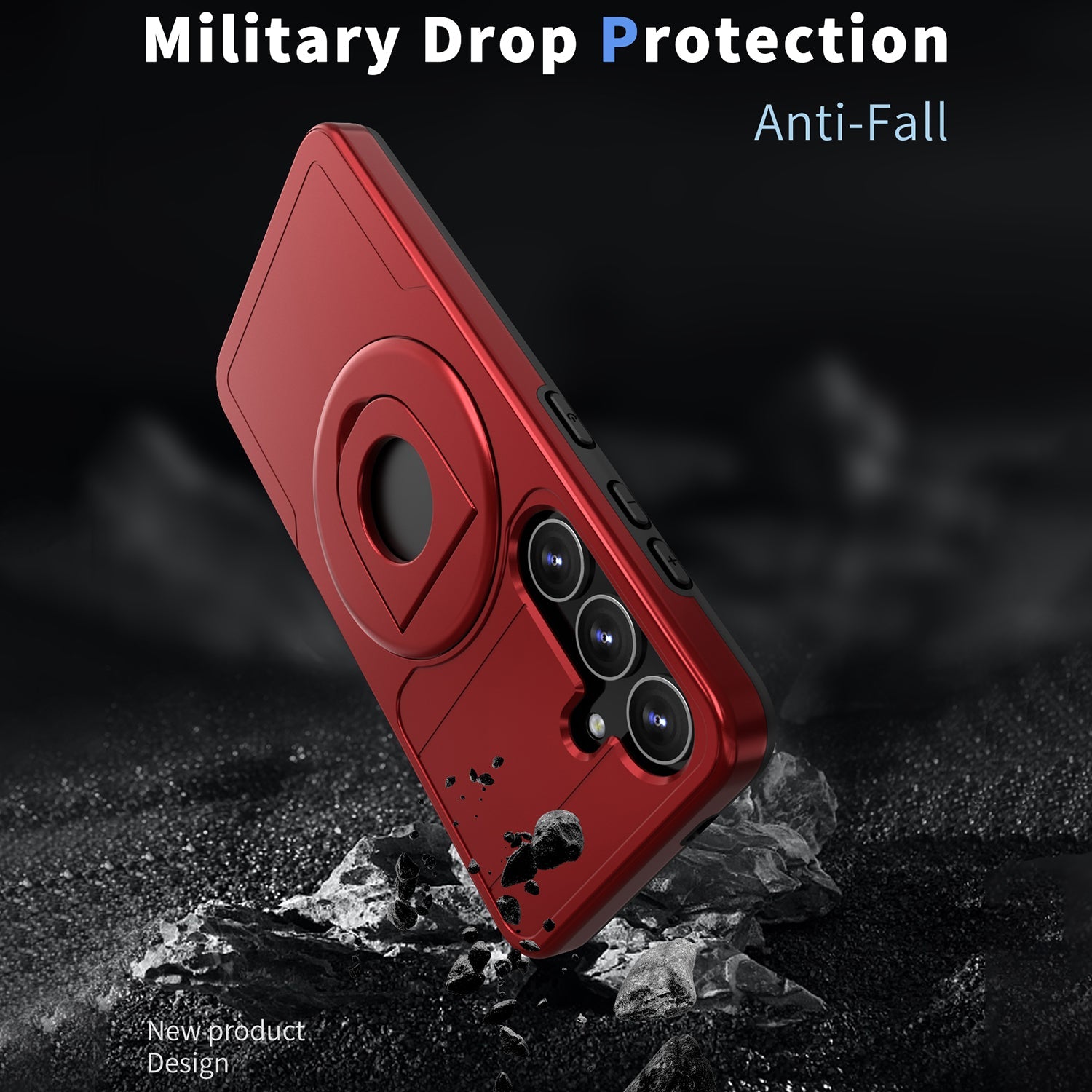 Samsung Galaxy S24 Plus Magnetic Scratch-Proof PC+TPU Phone Cover with Rotary Kickstand Case