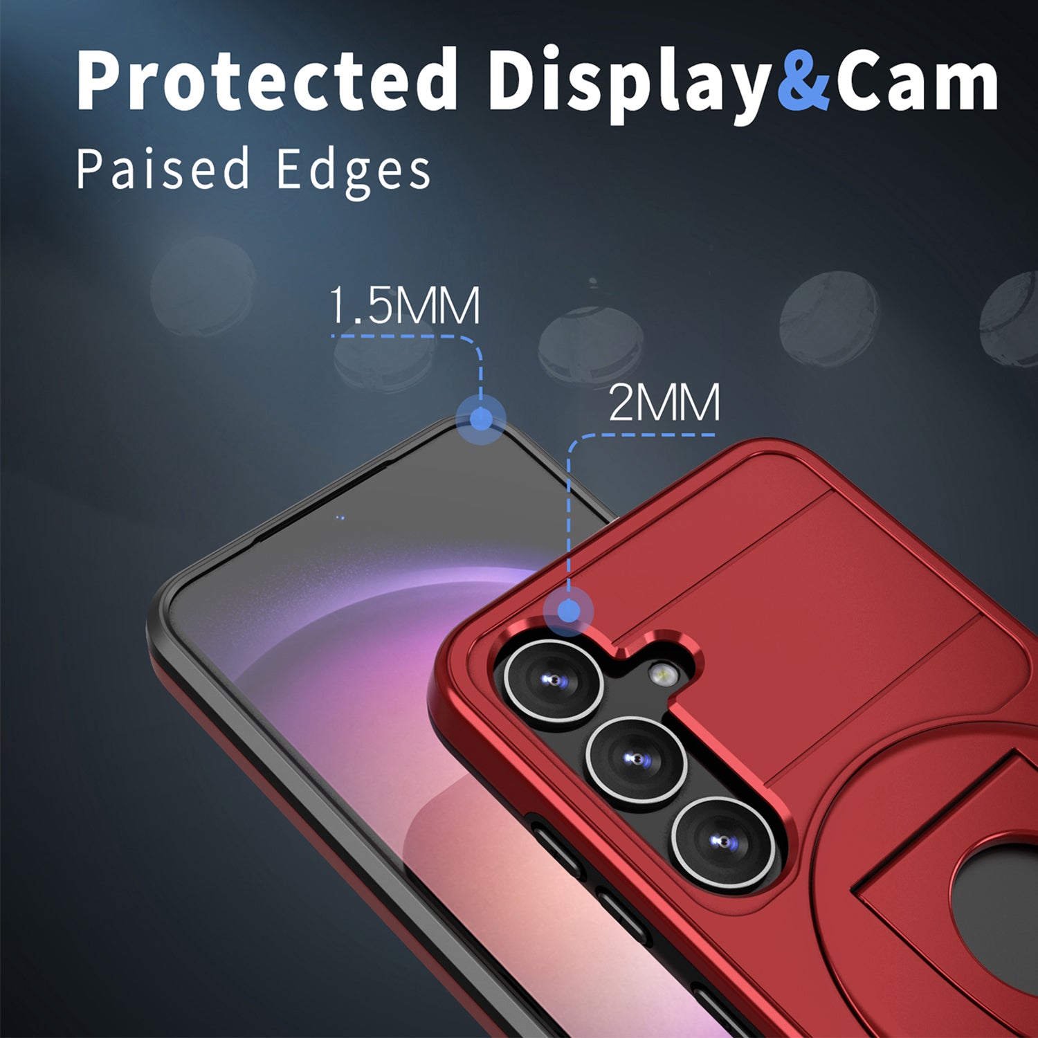 Samsung Galaxy S24 Magnetic Scratch-Proof PC+TPU Phone Cover with Rotary Kickstand Case