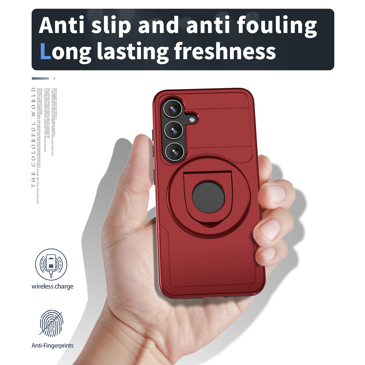 Samsung Galaxy S24 Plus Magnetic Scratch-Proof PC+TPU Phone Cover with Rotary Kickstand Case