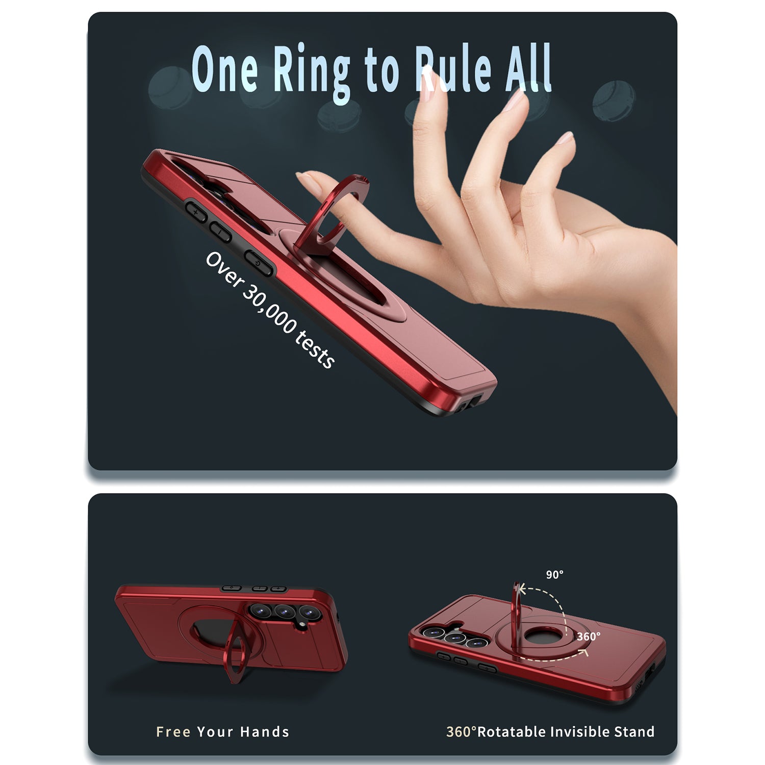 Samsung Galaxy S24 Magnetic Scratch-Proof PC+TPU Phone Cover with Rotary Kickstand Case