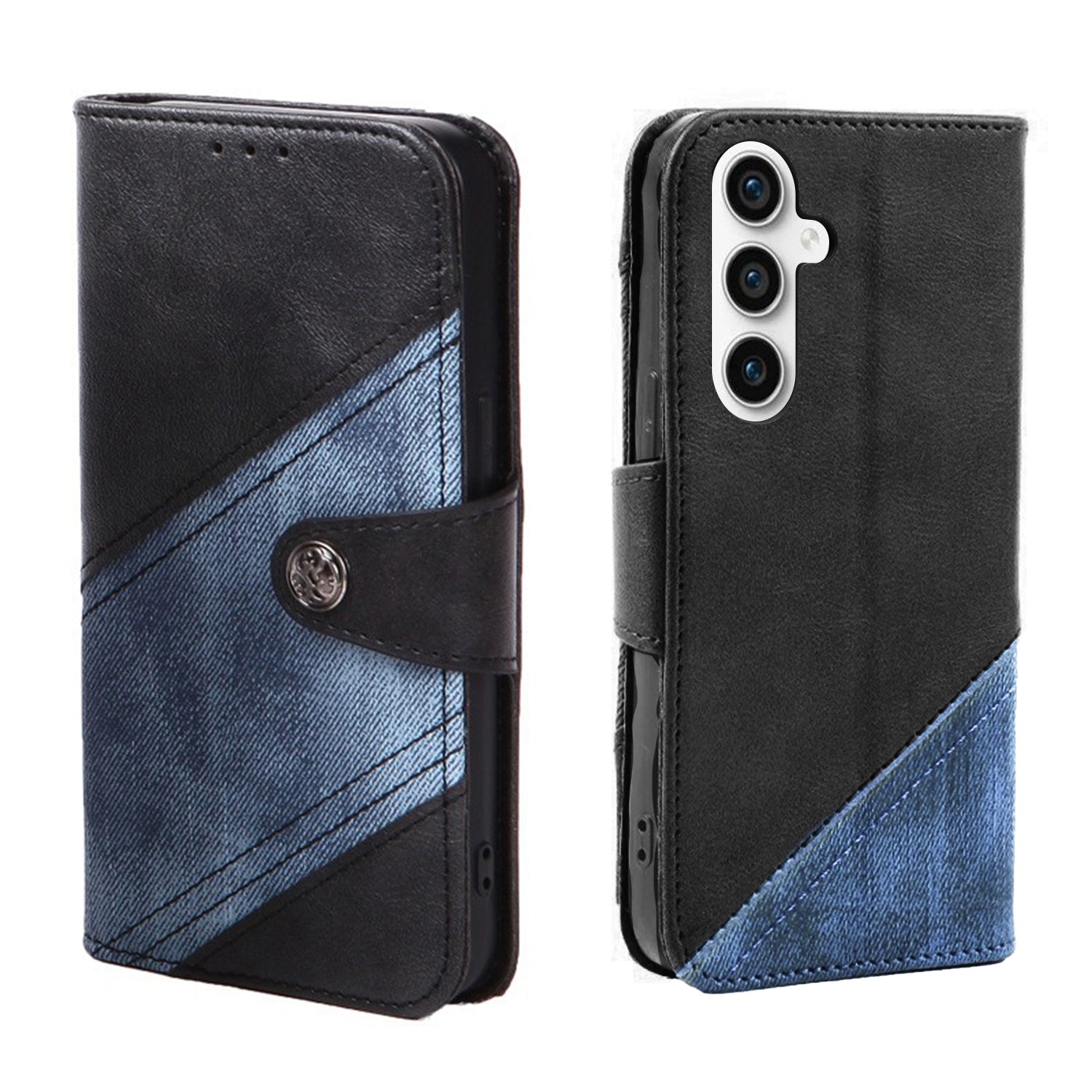 Samsung Galaxy S24 Plus Texture Splicing Card Slot TPU Leather Phone Case