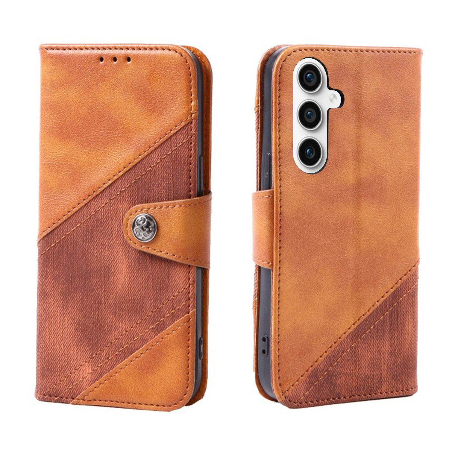 Samsung Galaxy S24 Plus Texture Splicing Card Slot TPU Leather Phone Case