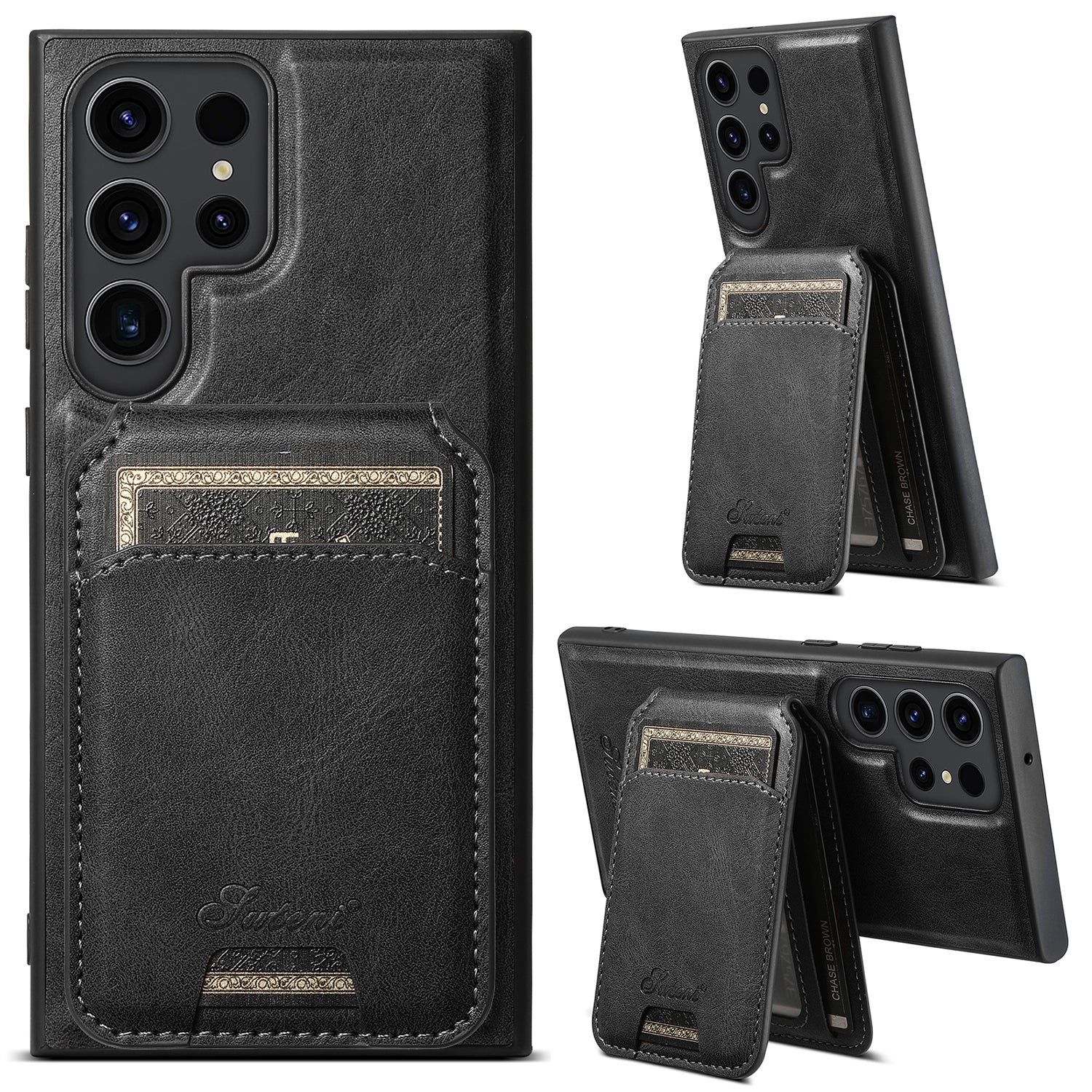 Samsung Galaxy S24 Ultra Magnetic PU Leather Wallet Card Slot Case Wireless Charging