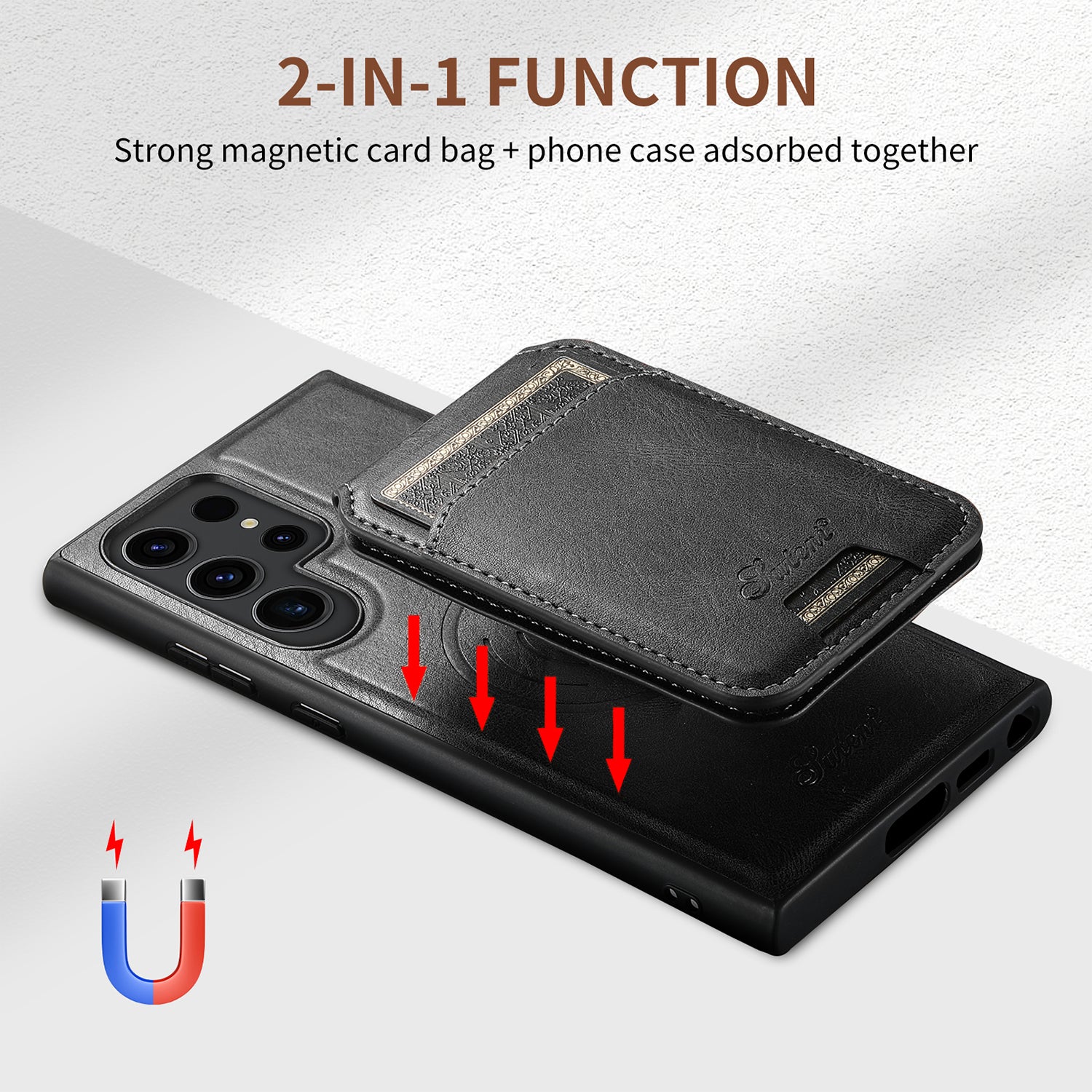 Samsung Galaxy S24 Ultra Magnetic PU Leather Wallet Card Slot Case Wireless Charging