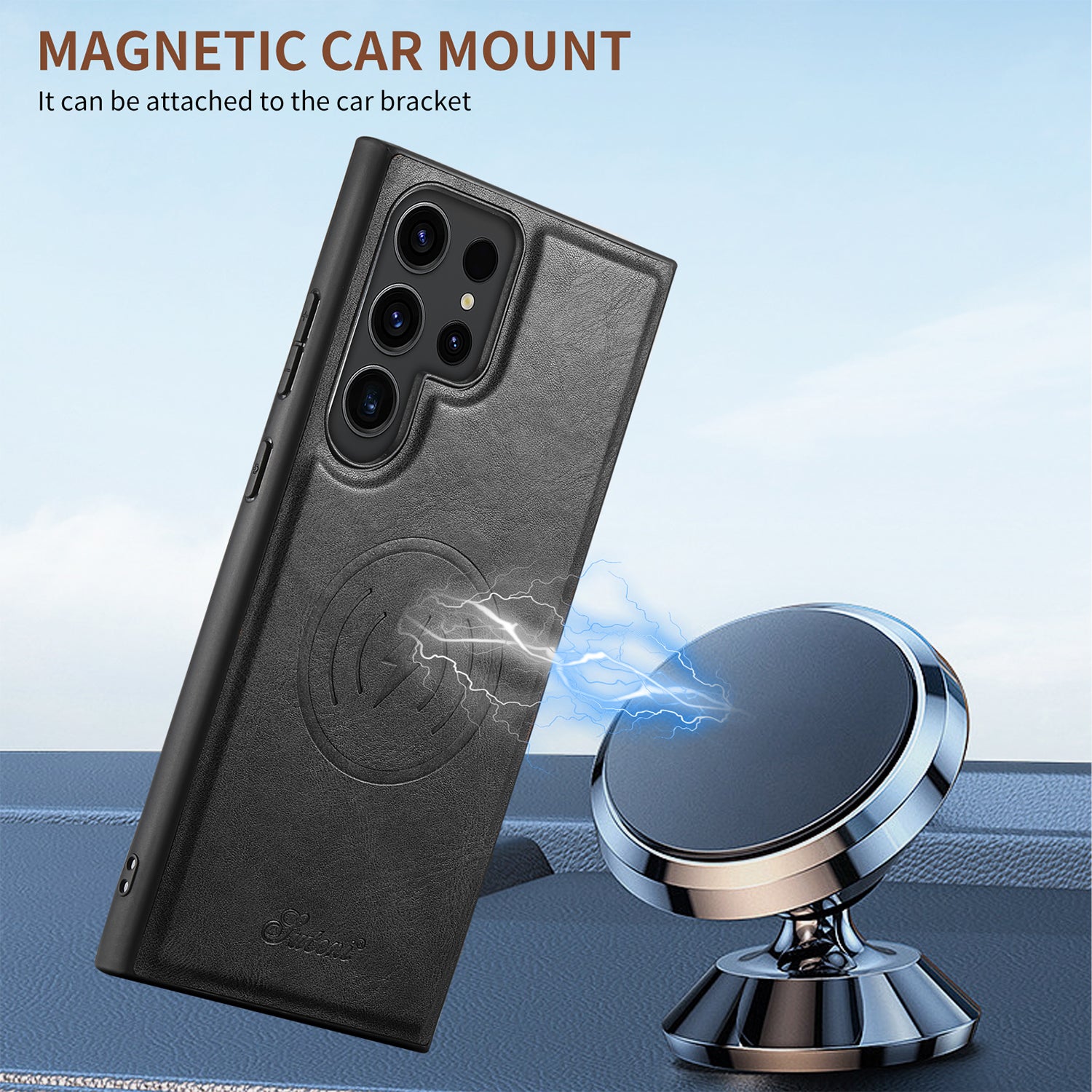 Samsung Galaxy S24 Ultra Magnetic PU Leather Wallet Card Slot Case Wireless Charging