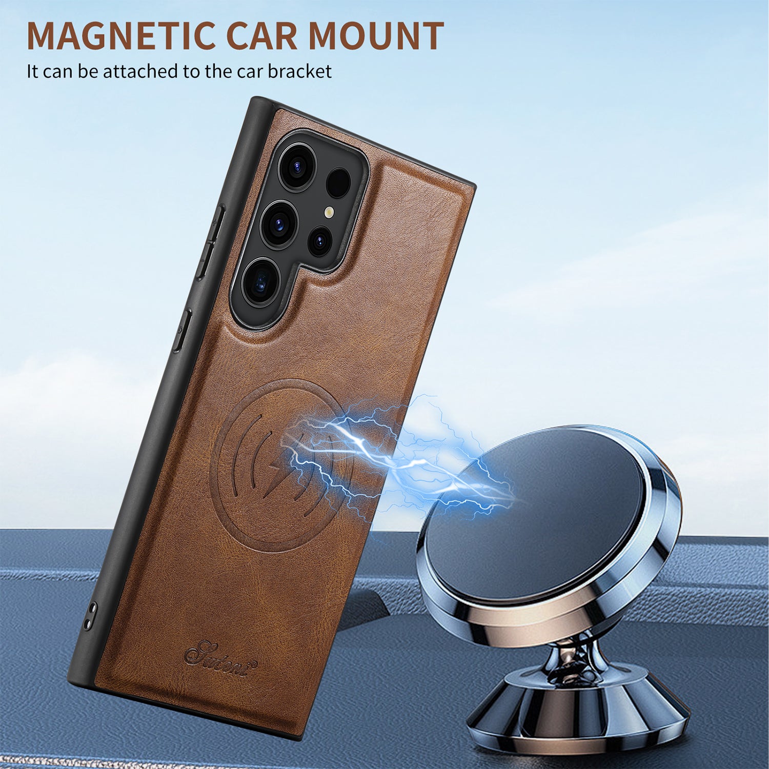 Samsung Galaxy S24 Ultra Magnetic PU Leather Wallet Card Slot Case Wireless Charging