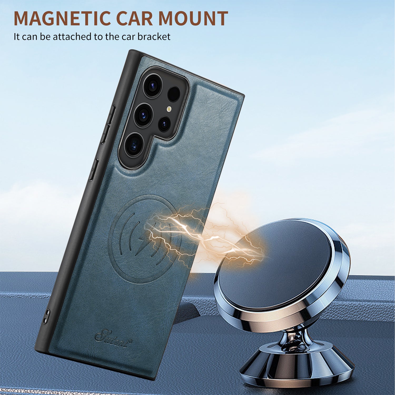 Samsung Galaxy S24 Ultra Magnetic PU Leather Wallet Card Slot Case Wireless Charging